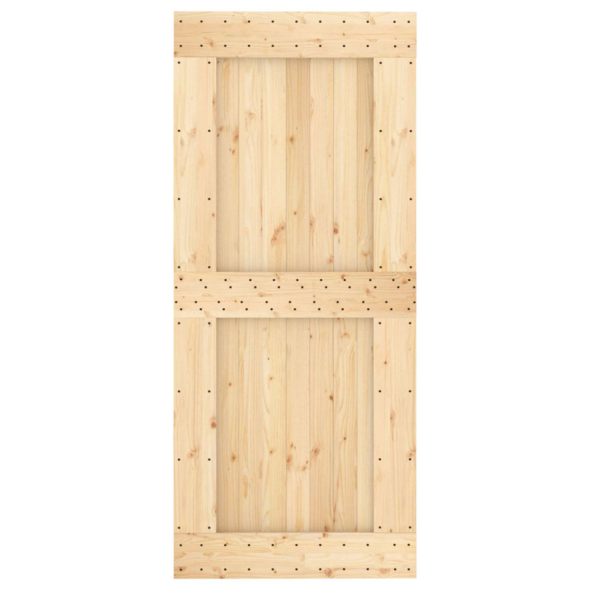 Skydedør Naturfarvet og sort 90 x 210 cm Massivt Fyrretræ