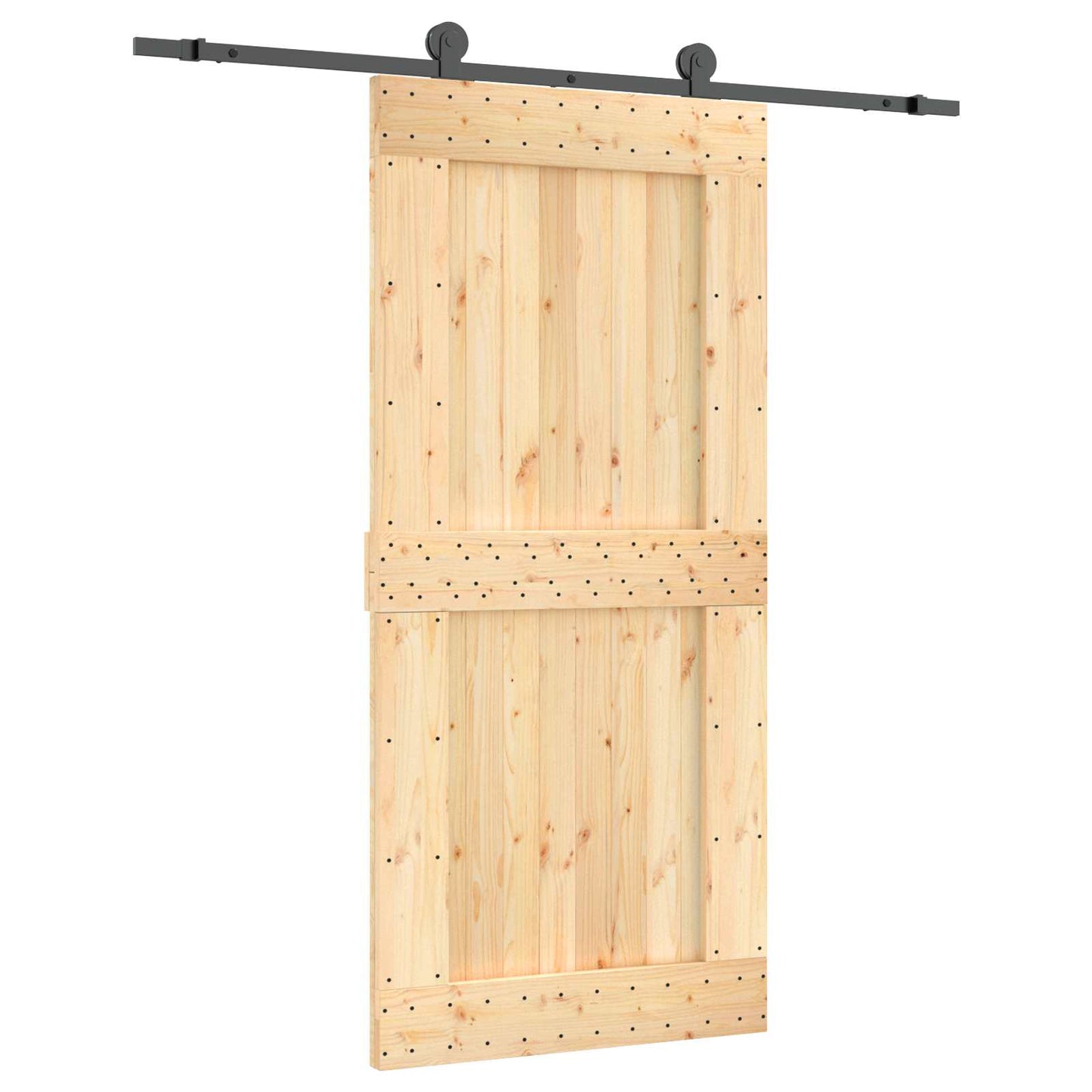 Skydedør 95 x 210 cm Massivt Fyrretræ (Ubehandlet)