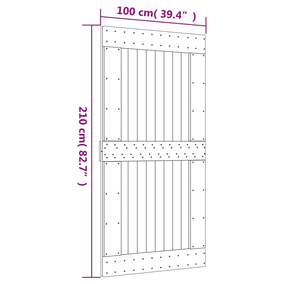 Skydedør 100 x 210 cm Massivt Fyrretræ (Ubehandlet)