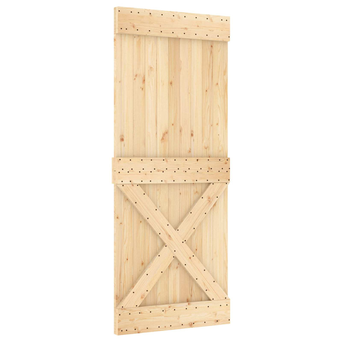 Skydedør Naturfarvet og sort 85 x 210 cm Massivt Fyrretræ