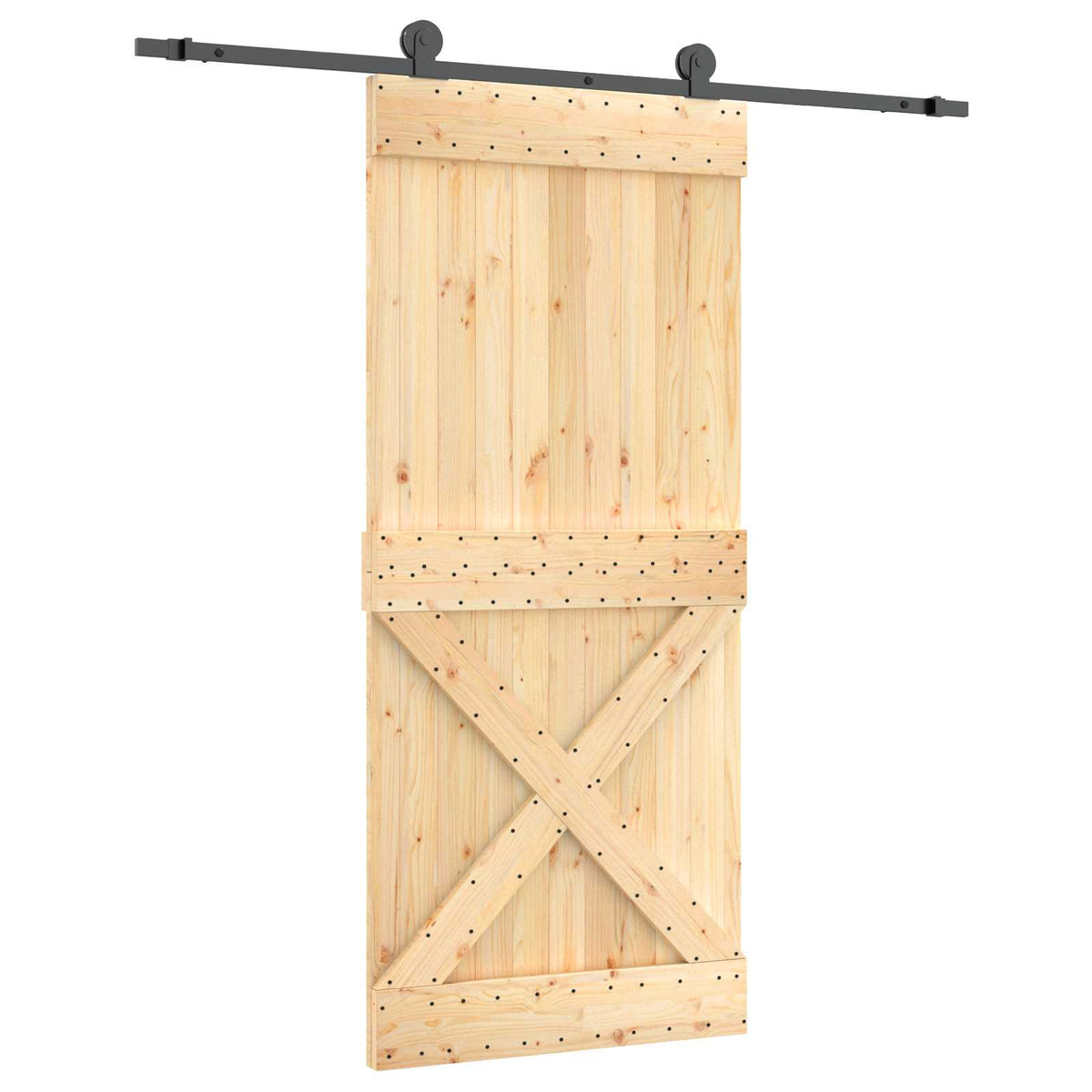 Skydedør 90 x 210 cm Massivt Fyrretræ (Ubehandlet)