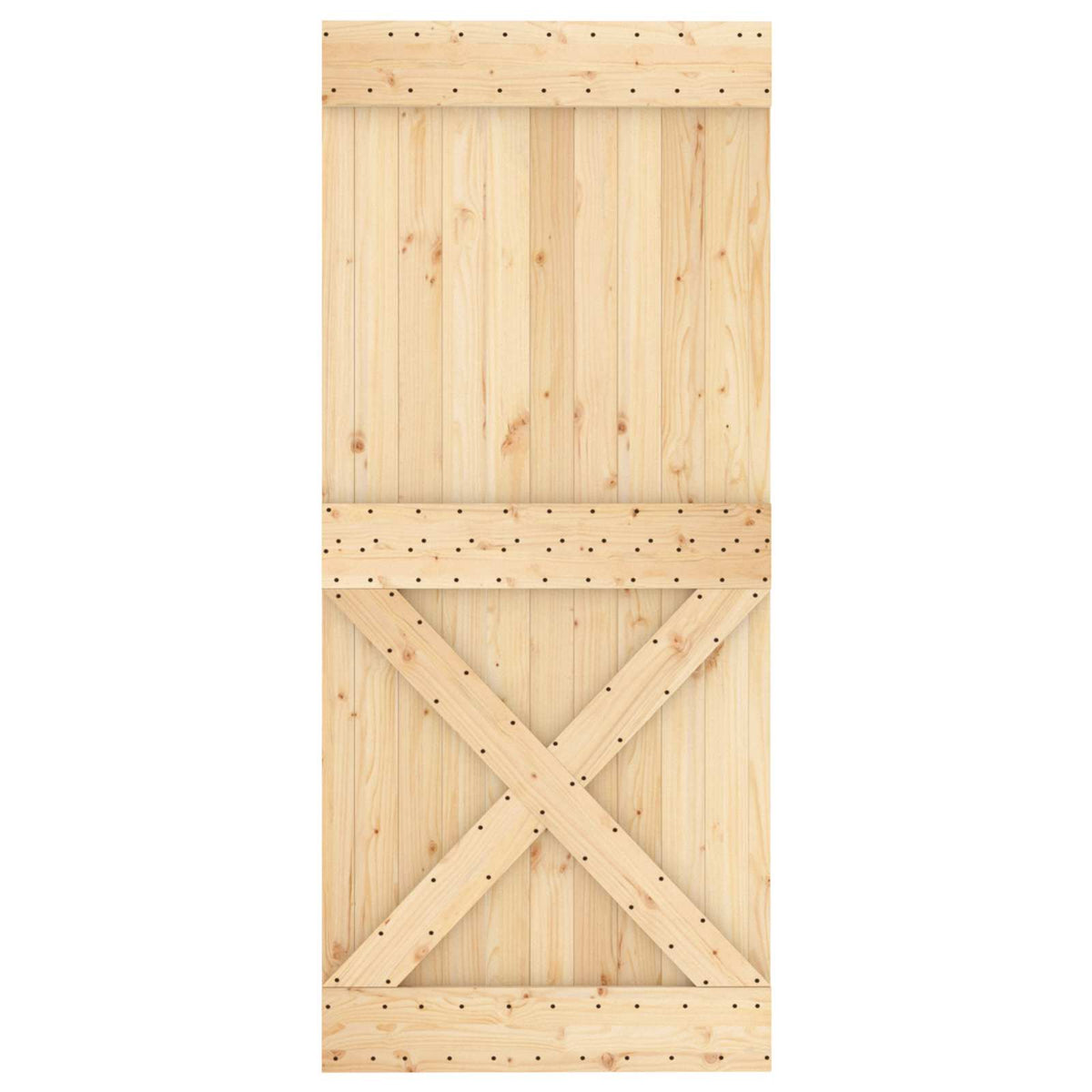 Skydedør 90 x 210 cm Massivt Fyrretræ (Ubehandlet)