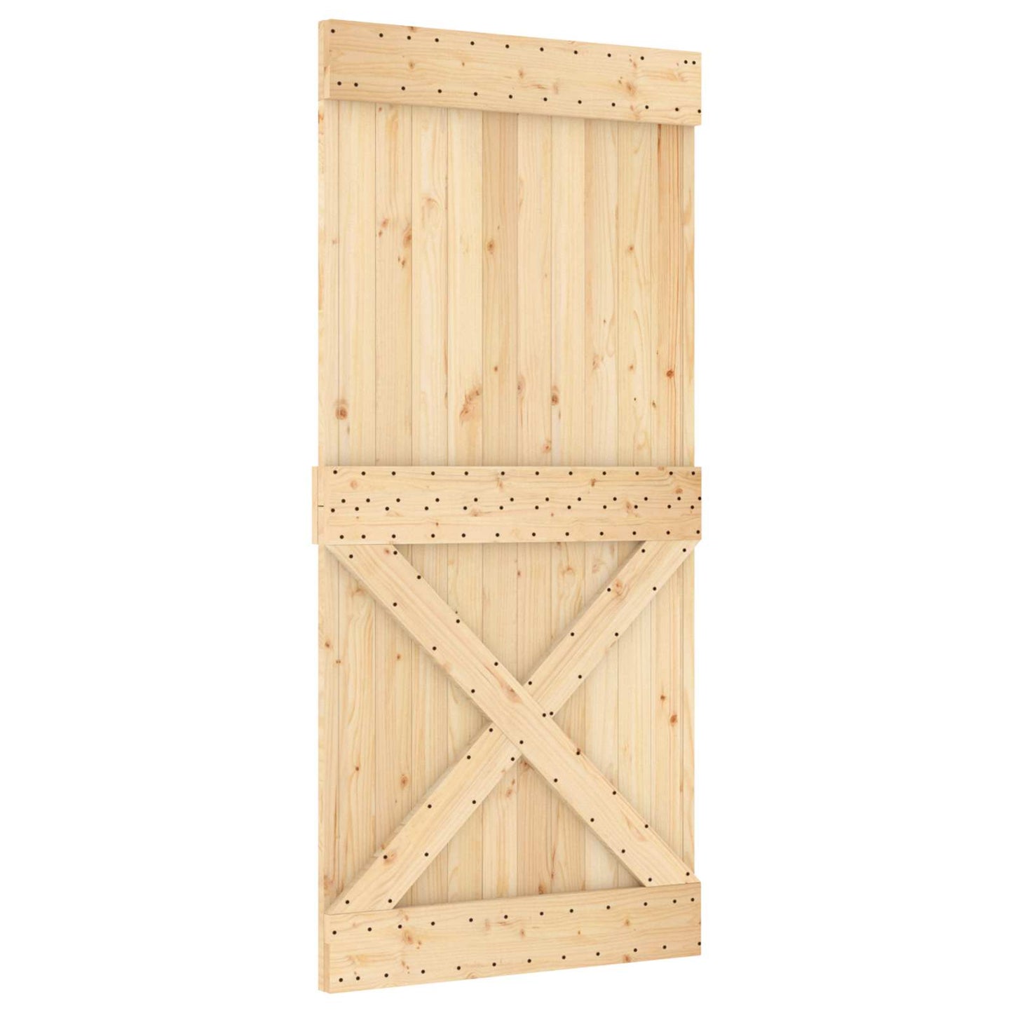 Skydedør Naturfarvet og sort 95 x 210 cm Massivt Fyrretræ