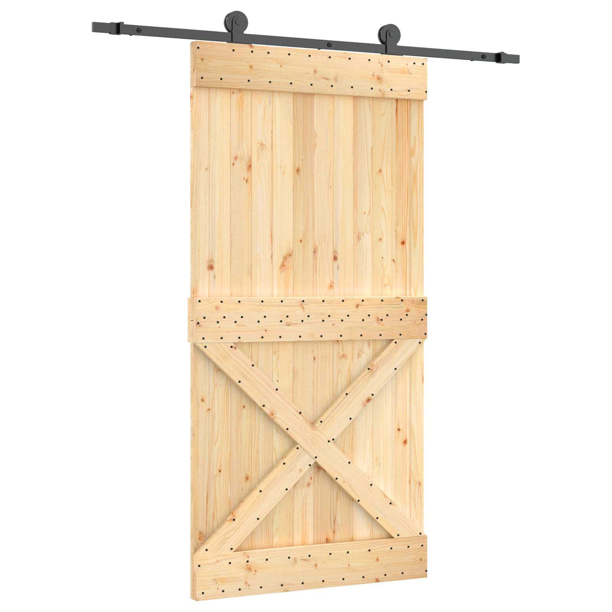 Skydedør 100 x 210 cm Massivt Fyrretræ (Ubehandlet)