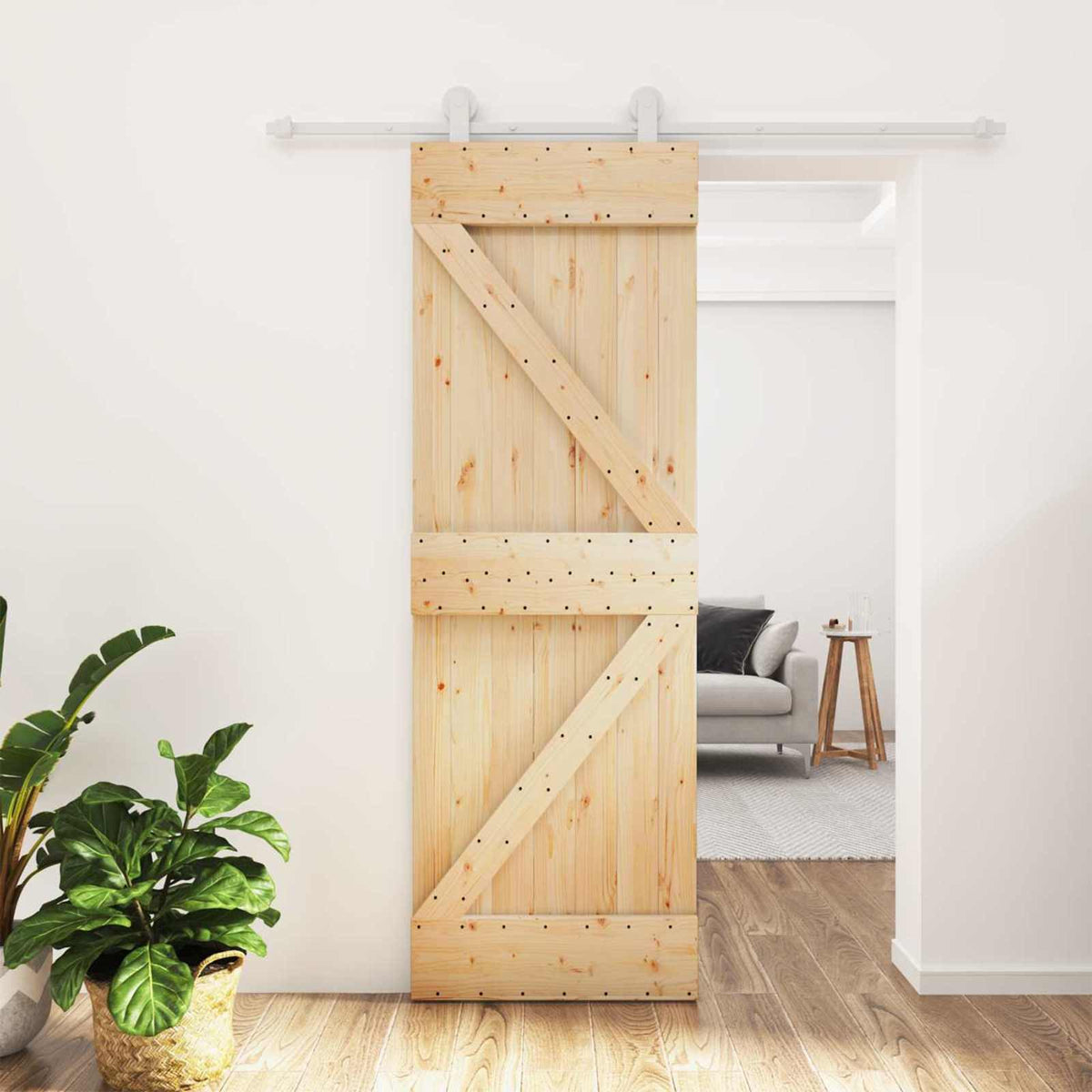Skydedør 70 x 210 cm Massivt Fyrretræ (Ubehandlet)