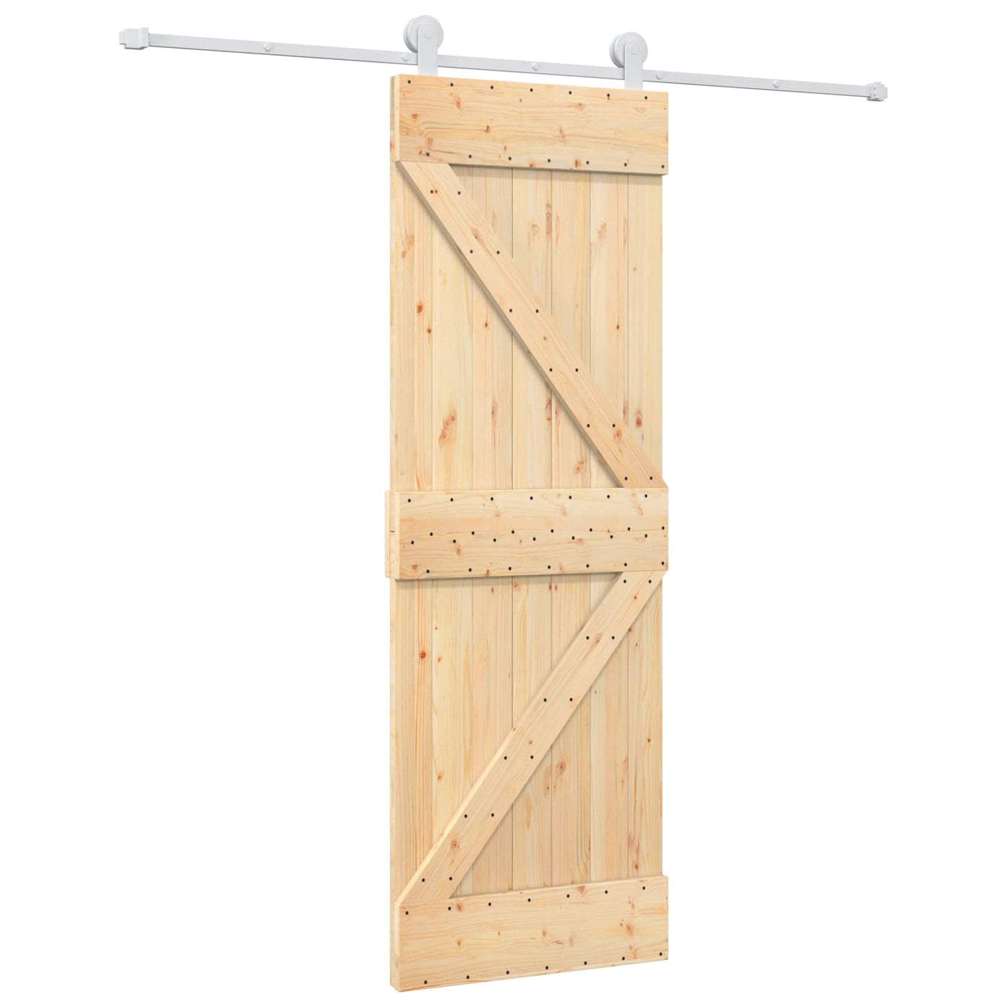 Skydedør Natur og hvid 70 x 210 cm Massivt Fyrretræ