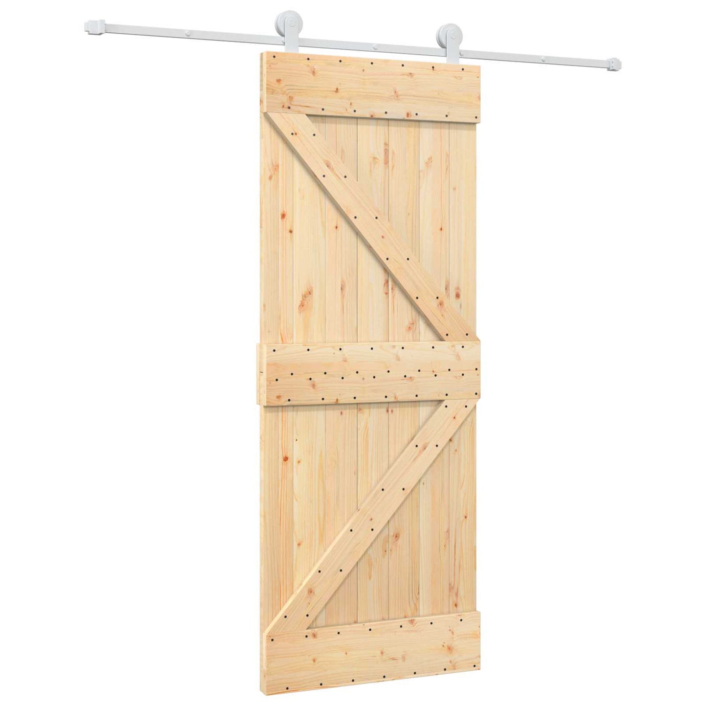 Skydedør Natur og hvid 80 x 210 cm Massivt fyrretræ