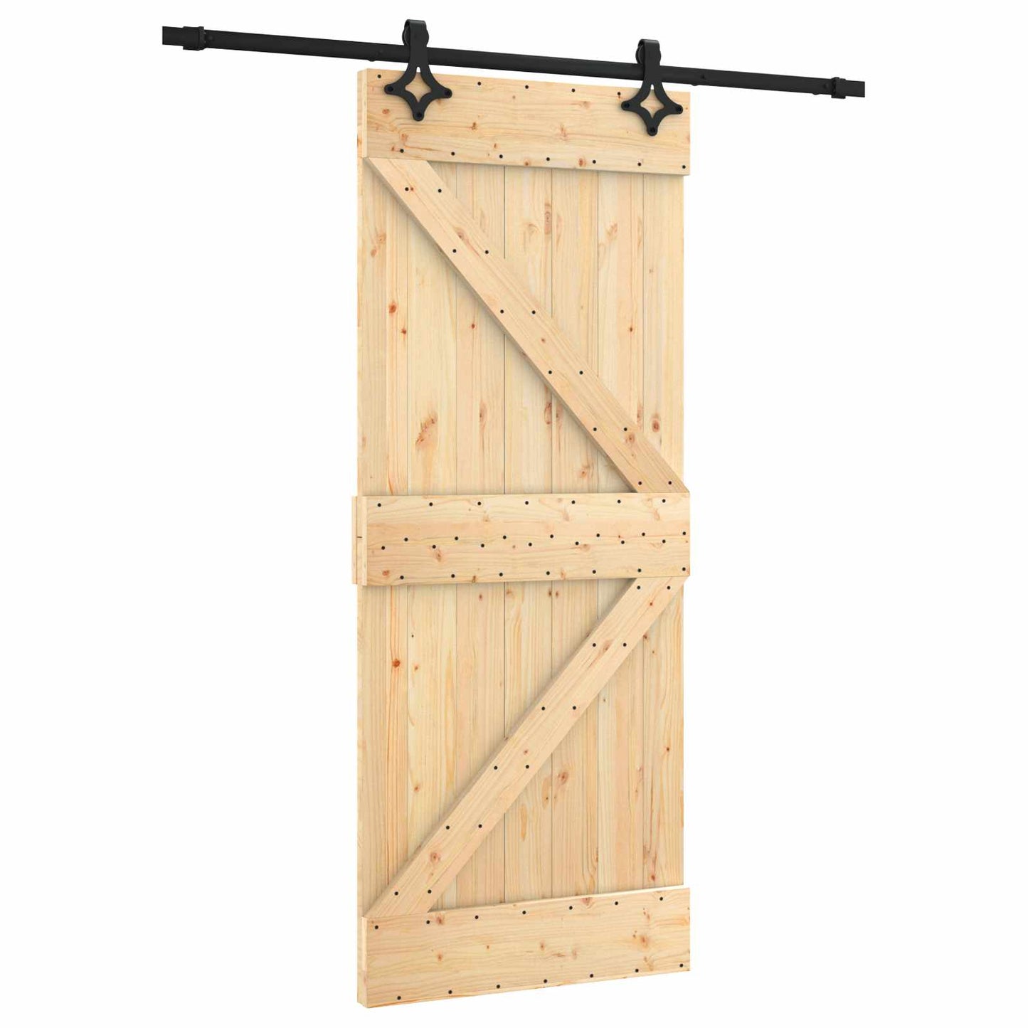 Skydedør Naturfarvet og sort 85 x 210 cm Massivt Fyrretræ