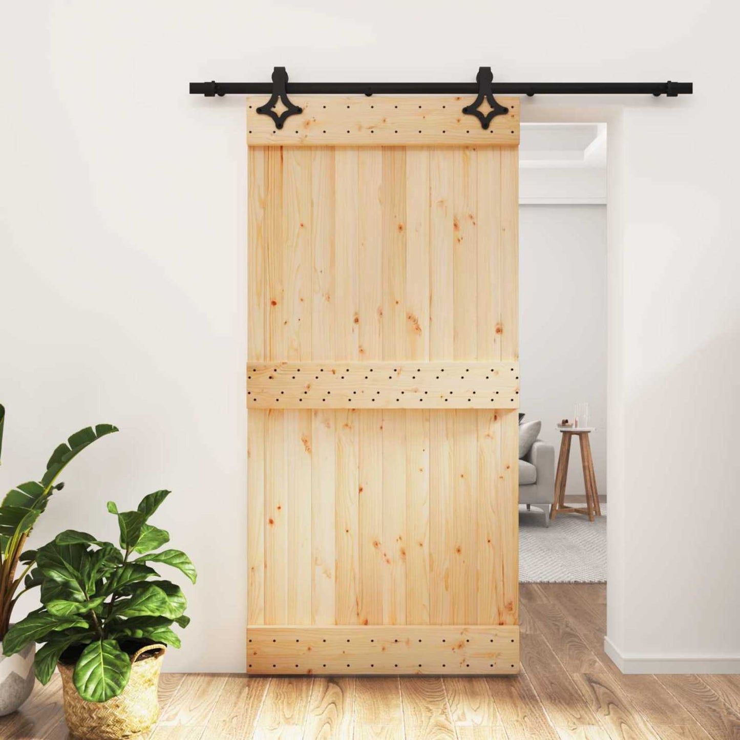 Skydedør 100 x 210 cm Massivt Fyrretræ (Ubehandlet)