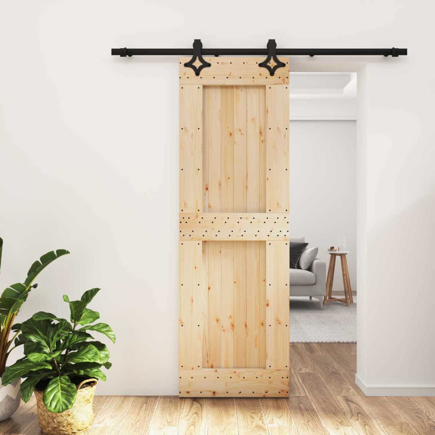 Skydedør 70 x 210 cm Massivt Fyrretræ (Ubehandlet)