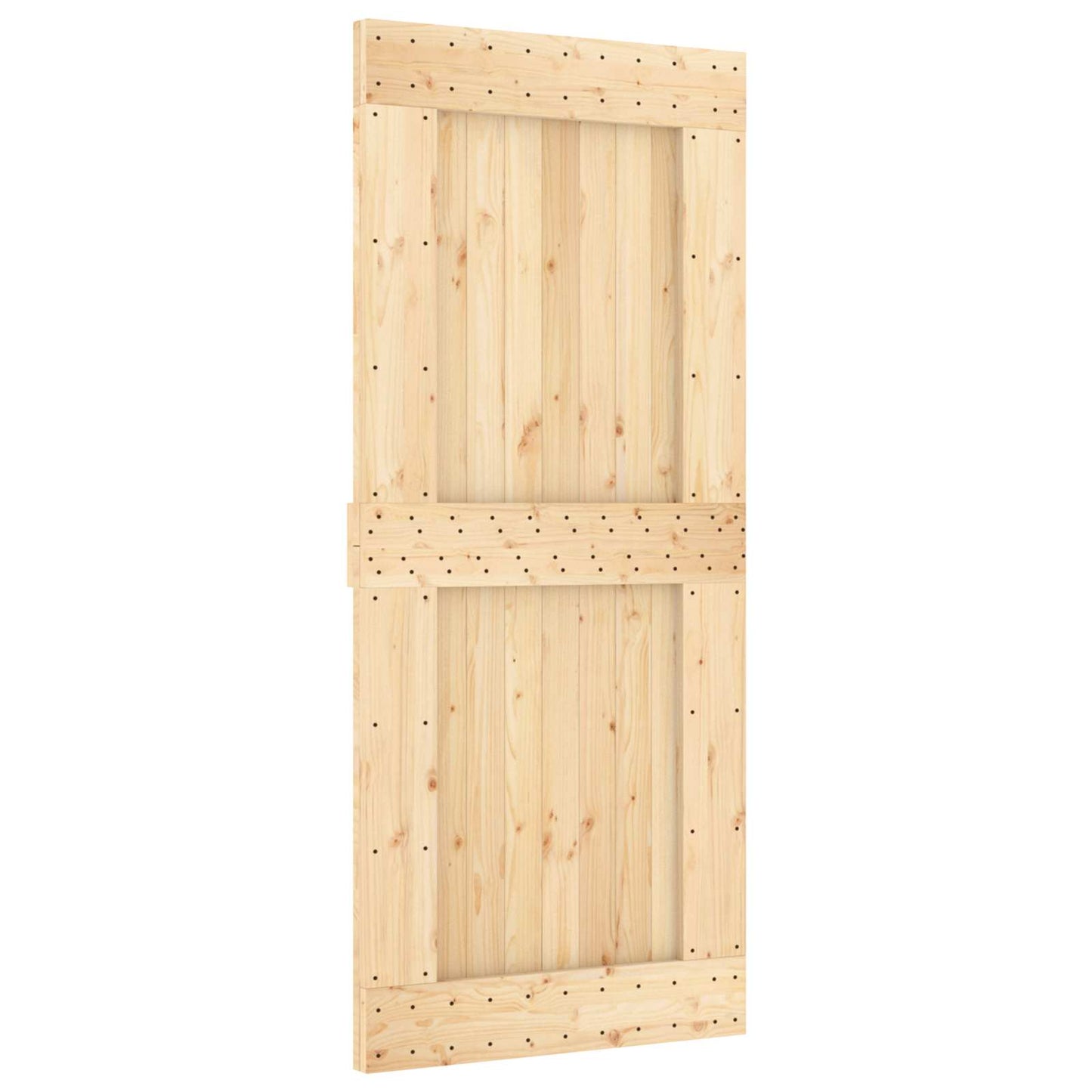 Skydedør Naturfarvet og sort 90 x 210 cm Massivt Fyrretræ