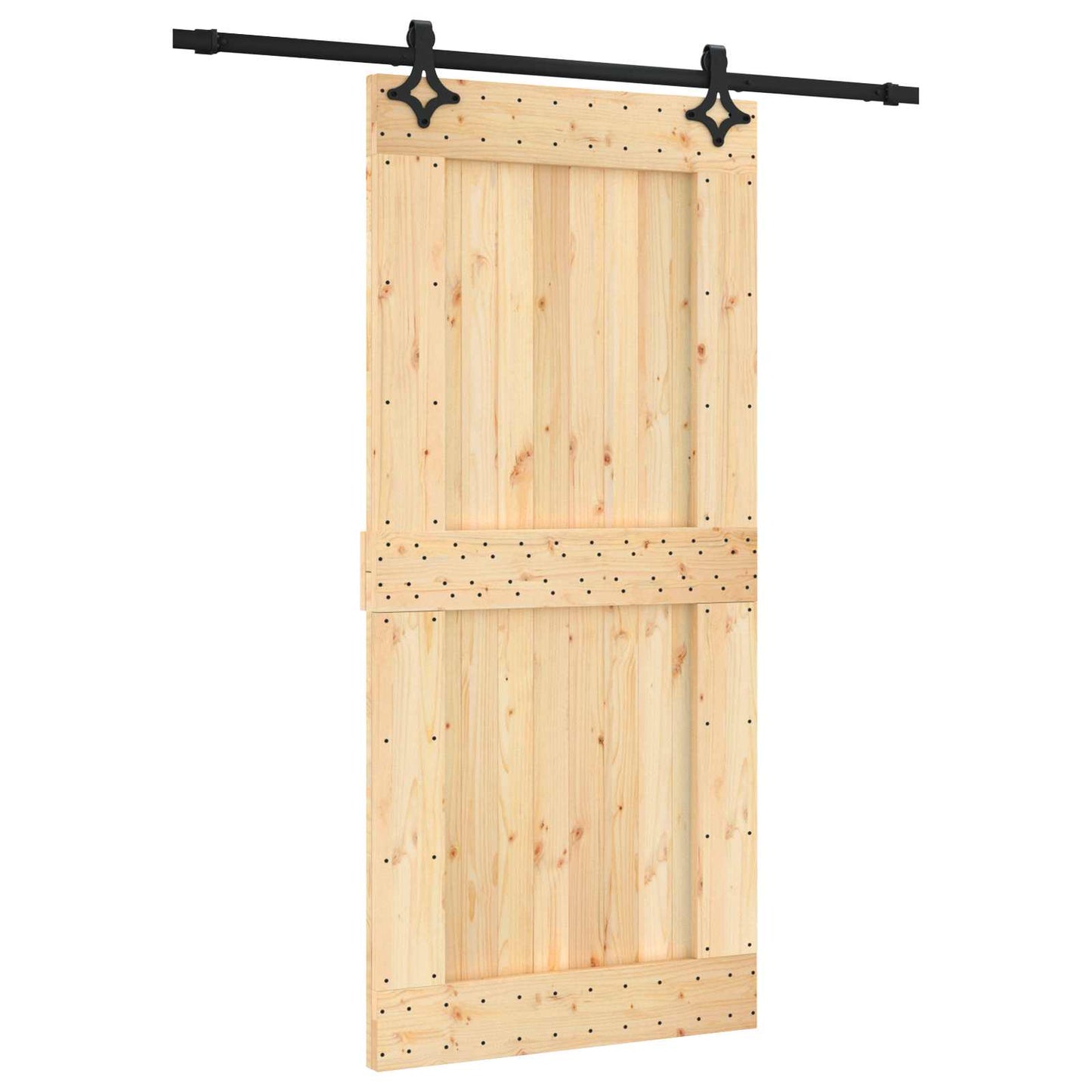 Skydedør 95 x 210 cm Massivt Fyrretræ (Ubehandlet)