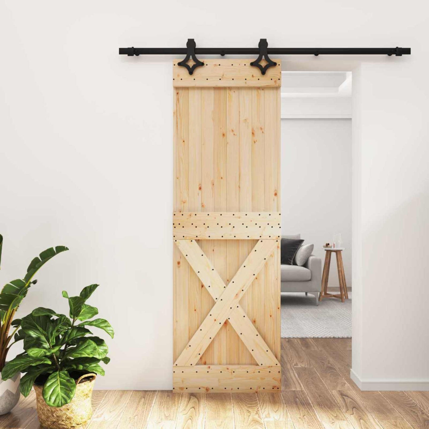 Skydedør 70 x 210 cm Massivt Fyrretræ (Ubehandlet)