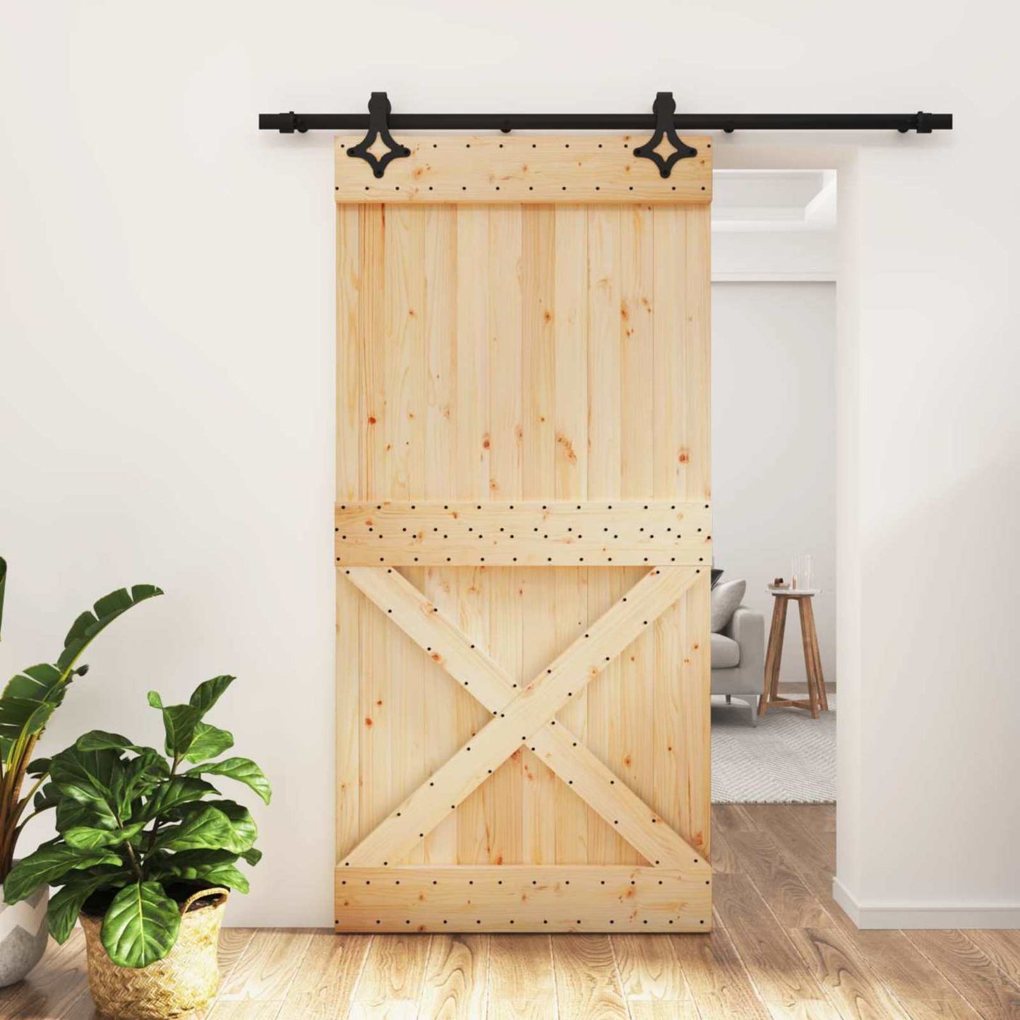 Skydedør 100 x 210 cm Massivt Fyrretræ (Ubehandlet)