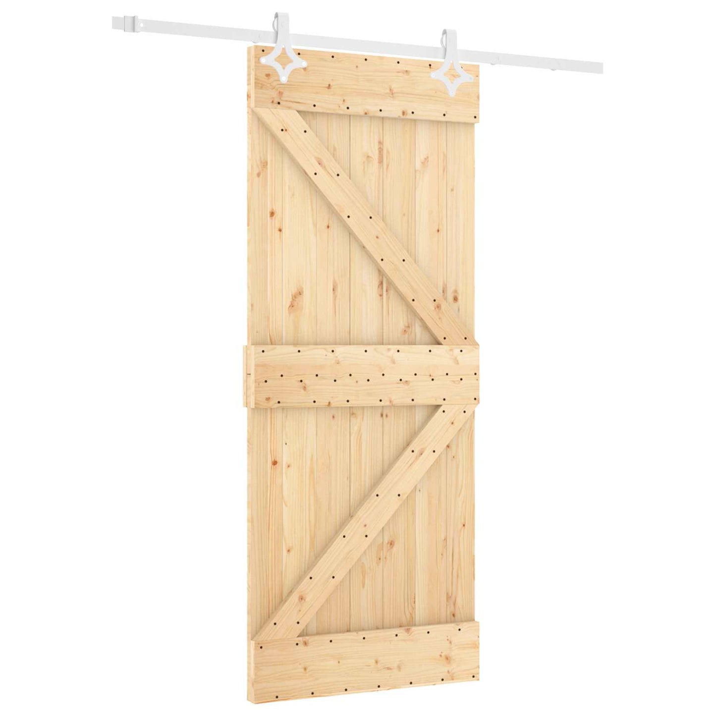 Skydedør Natur og hvid 80 x 210 cm Massivt fyrretræ