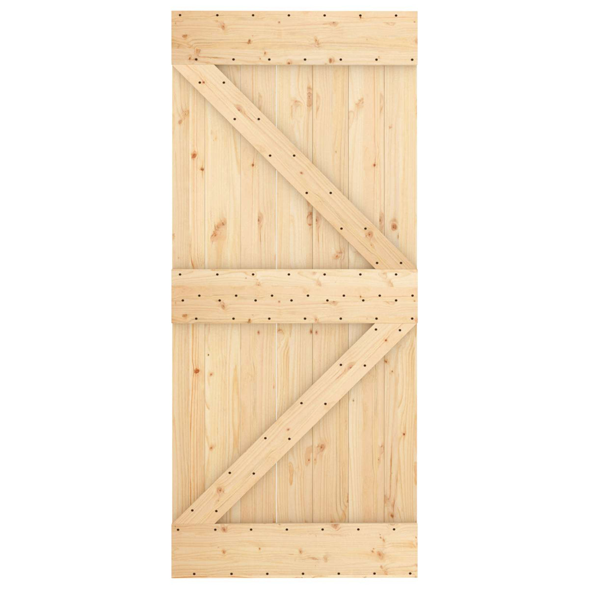 Skydedør 90 x 210 cm Massivt fyrretræ Natur og hvid
