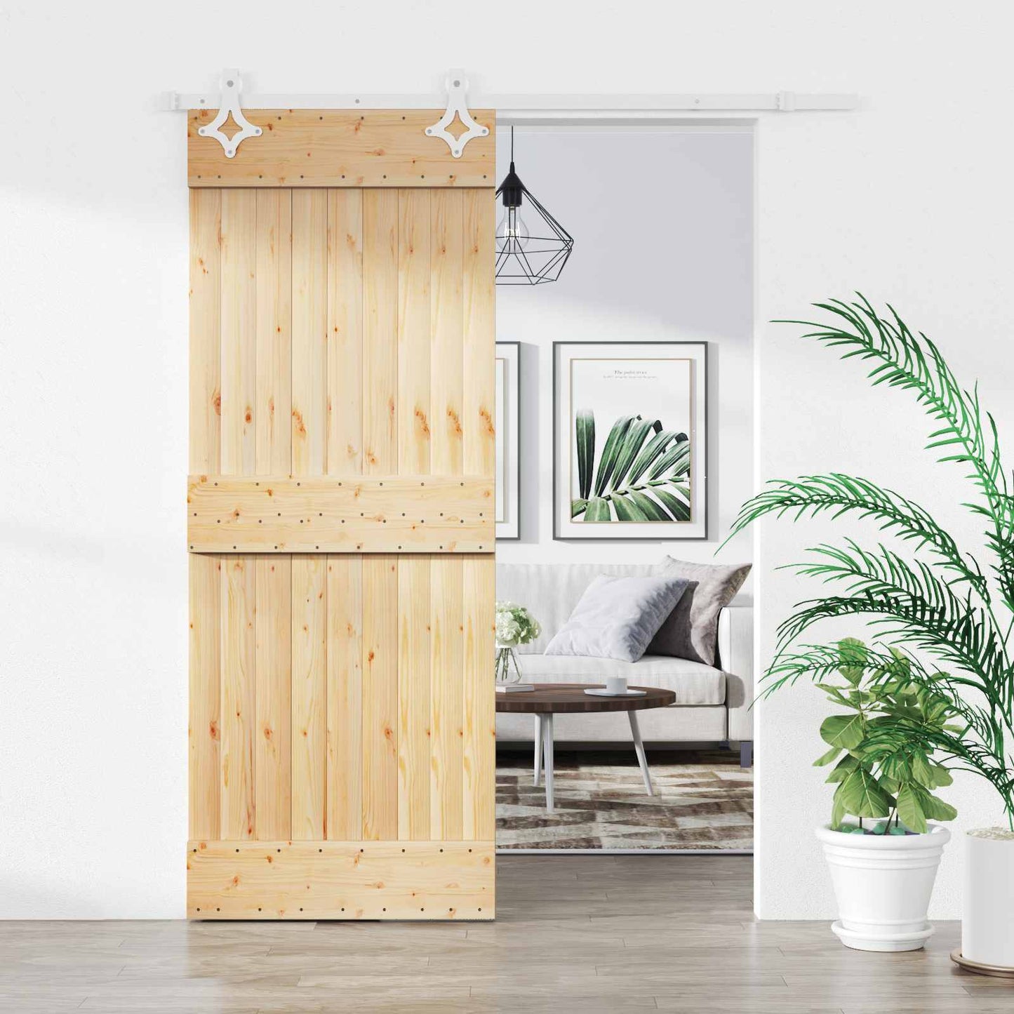 Skydedør 70 x 210 cm Massivt Fyrretræ (Ubehandlet)