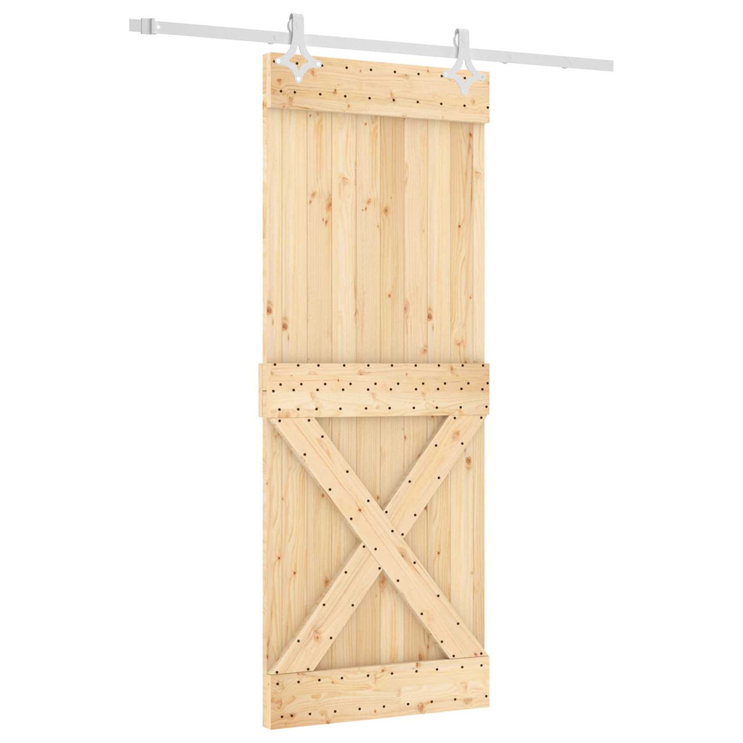 Skydedør 80 x 210 cm Massivt Fyrretræ (Ubehandlet)