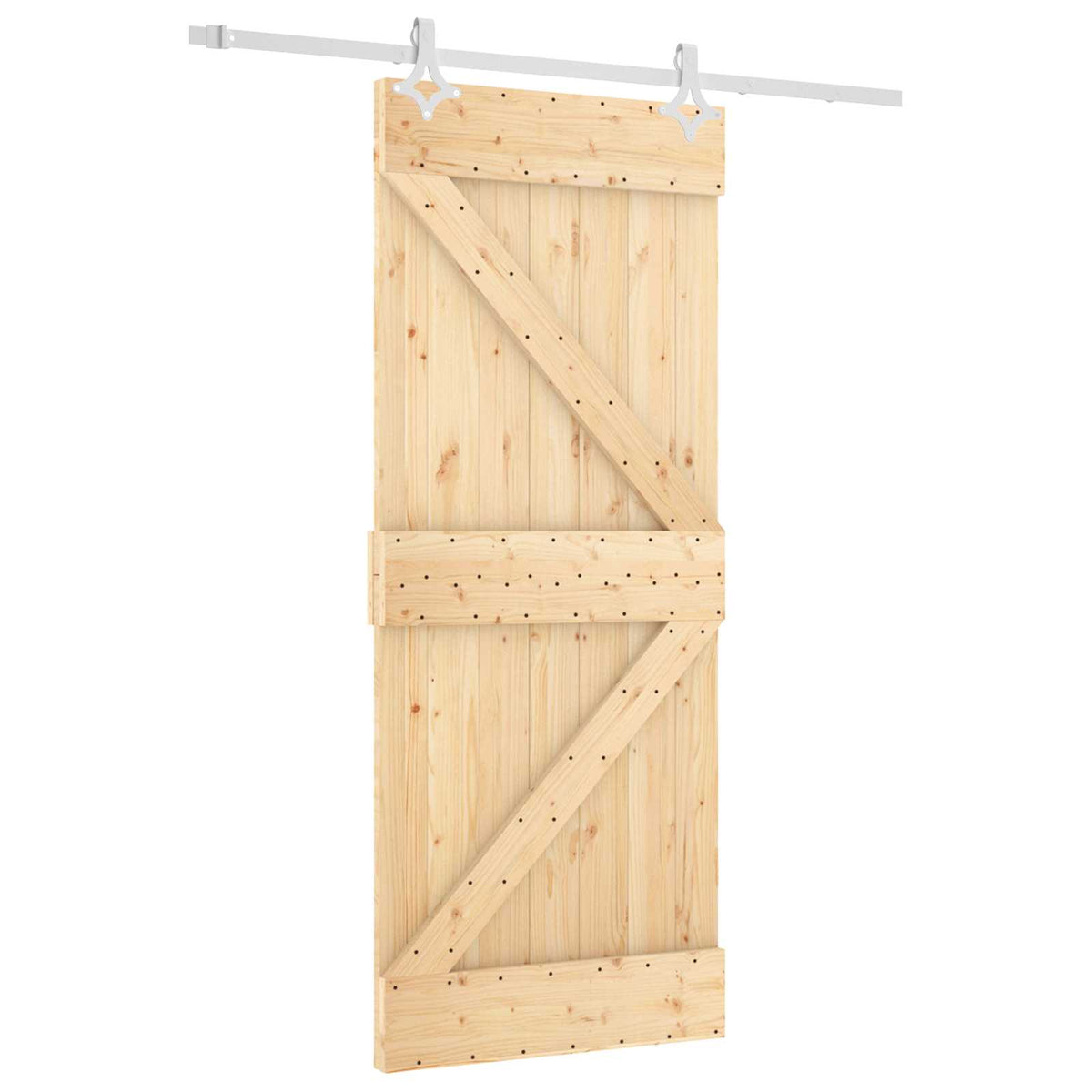 Skydedør Natur og hvid 85 x 210 cm Massivt Fyrretræ