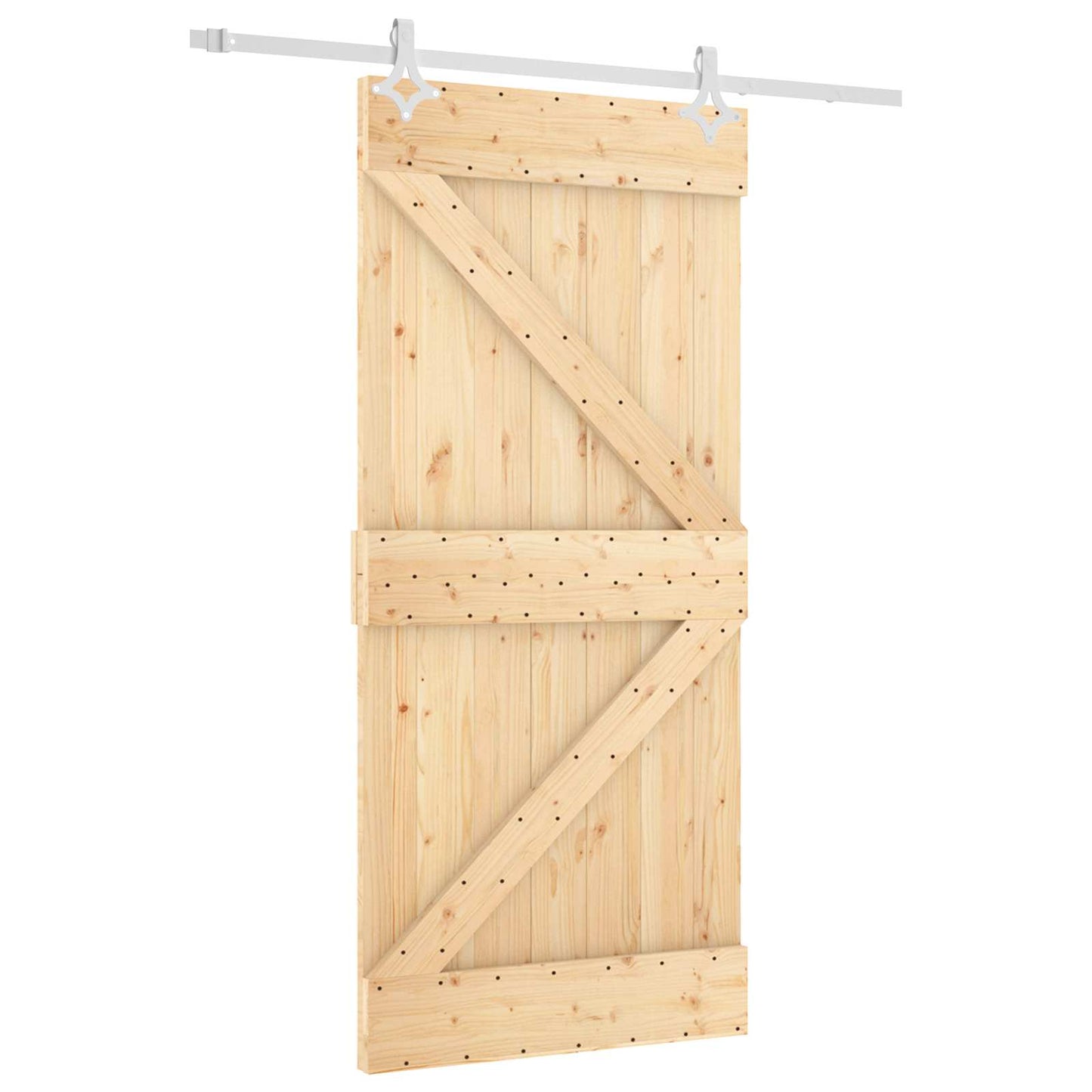 Skydedør 95 x 210 cm Massivt Fyrretræ (Ubehandlet)