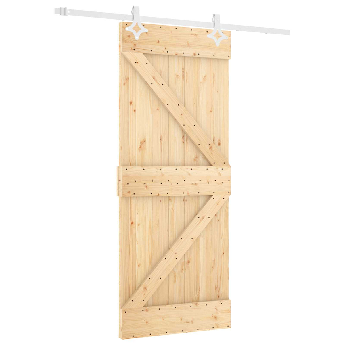 Skydedør Natur og hvid 80 x 210 cm Massivt fyrretræ