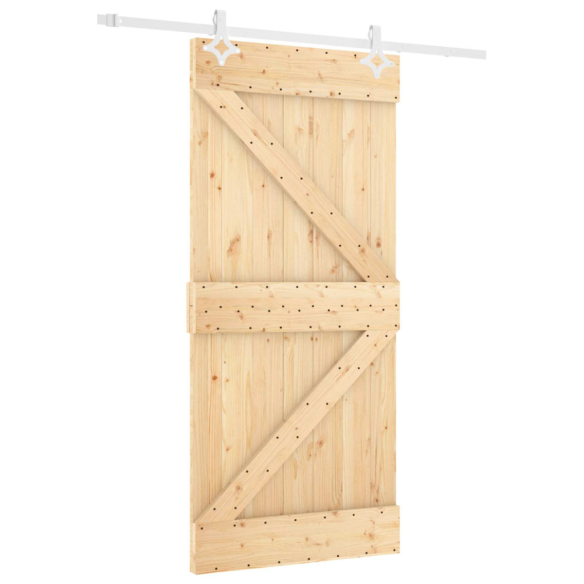 Skydedør Natur og hvid 90 x 210 cm Massivt fyrretræ