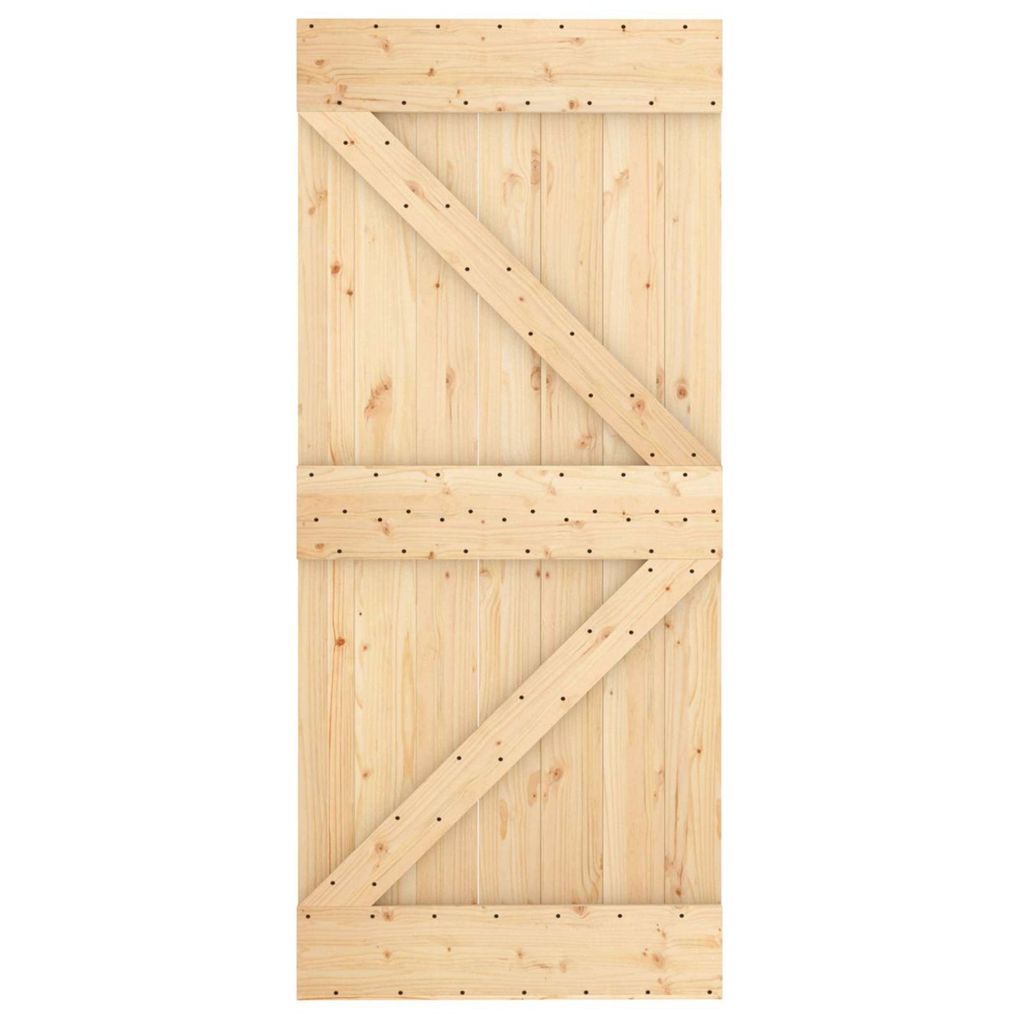 Skydedør Natur og hvid 90 x 210 cm Massivt fyrretræ