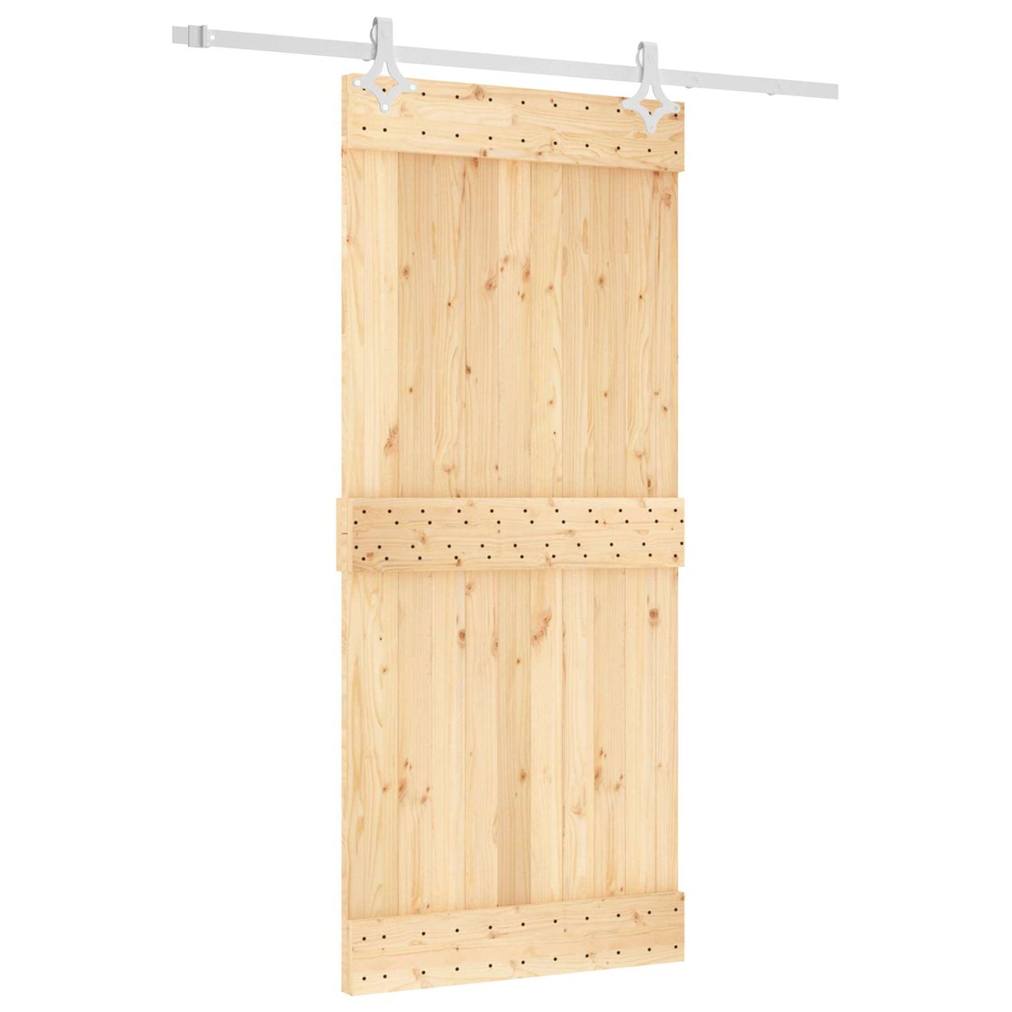 Skydedør 90 x 210 cm Massivt Fyrretræ (Ubehandlet)