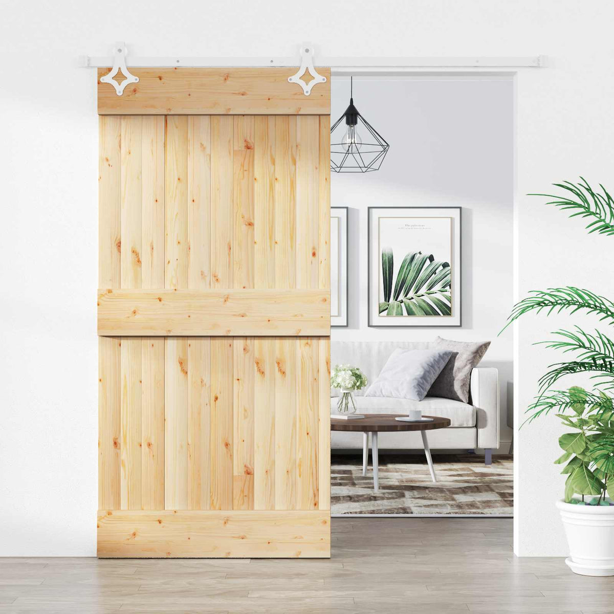 Skydedør 100 x 210 cm Massivt Fyrretræ (Ubehandlet)