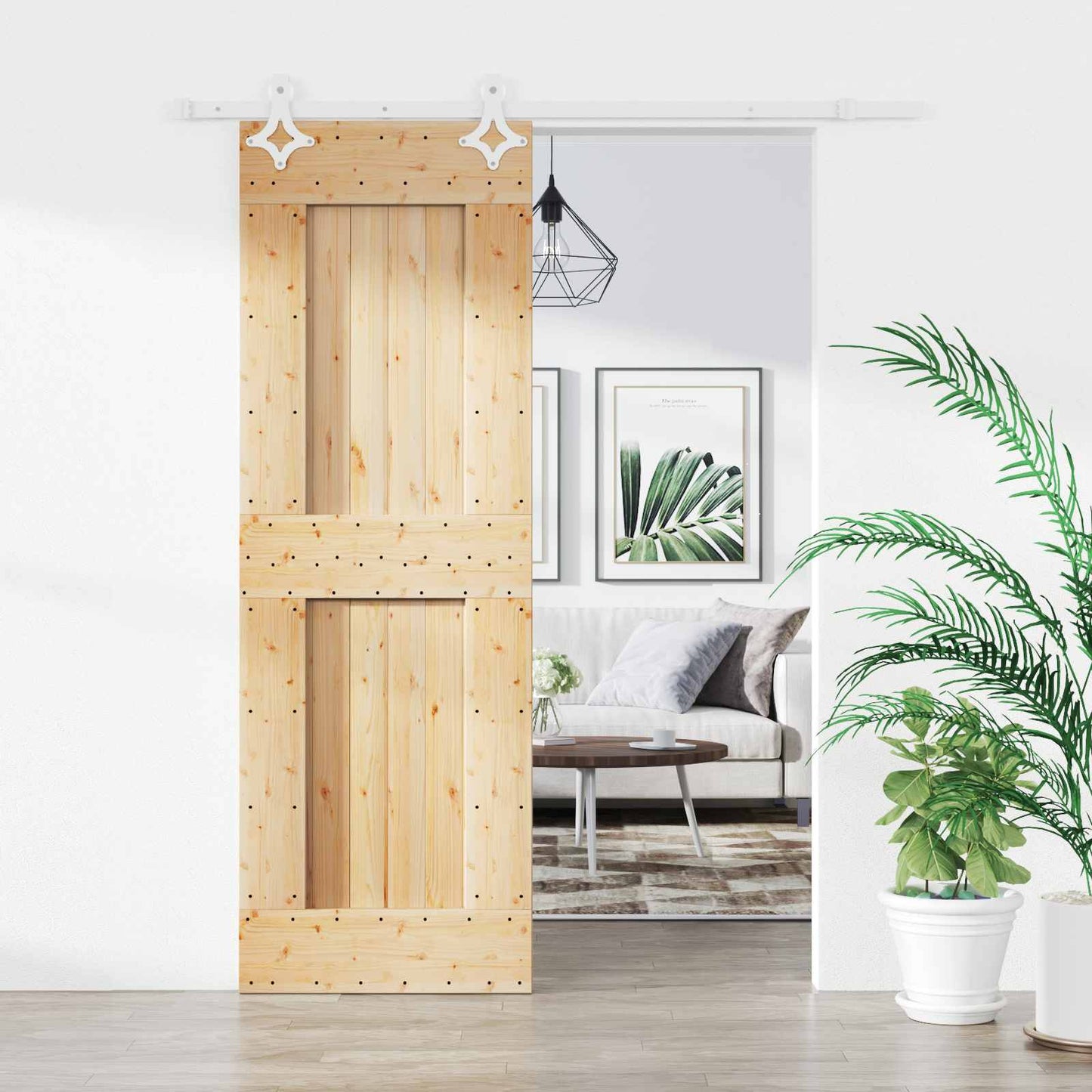 Skydedør 70 x 210 cm Massivt Fyrretræ (Ubehandlet)