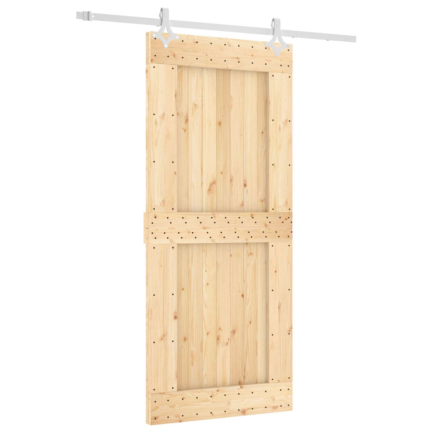 Skydedør 90 x 210 cm Massivt Fyrretræ (Ubehandlet)