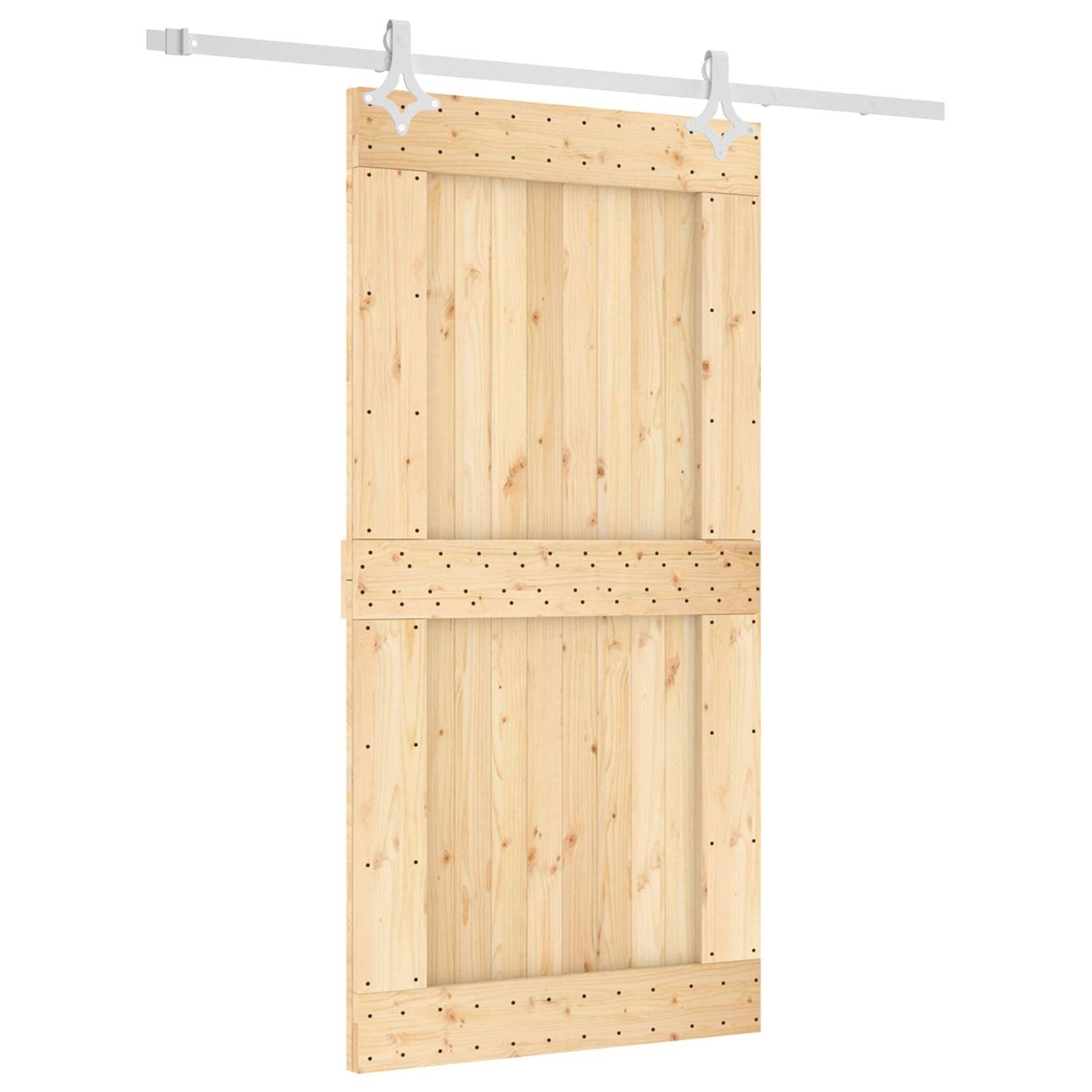 Skydedør Natur og hvid 100 x 210 cm Massivt Fyrretræ
