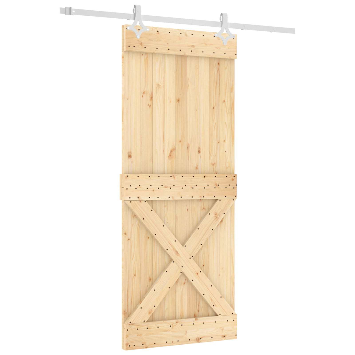 Skydedør Natur og hvid 85 x 210 cm Massivt Fyrretræ