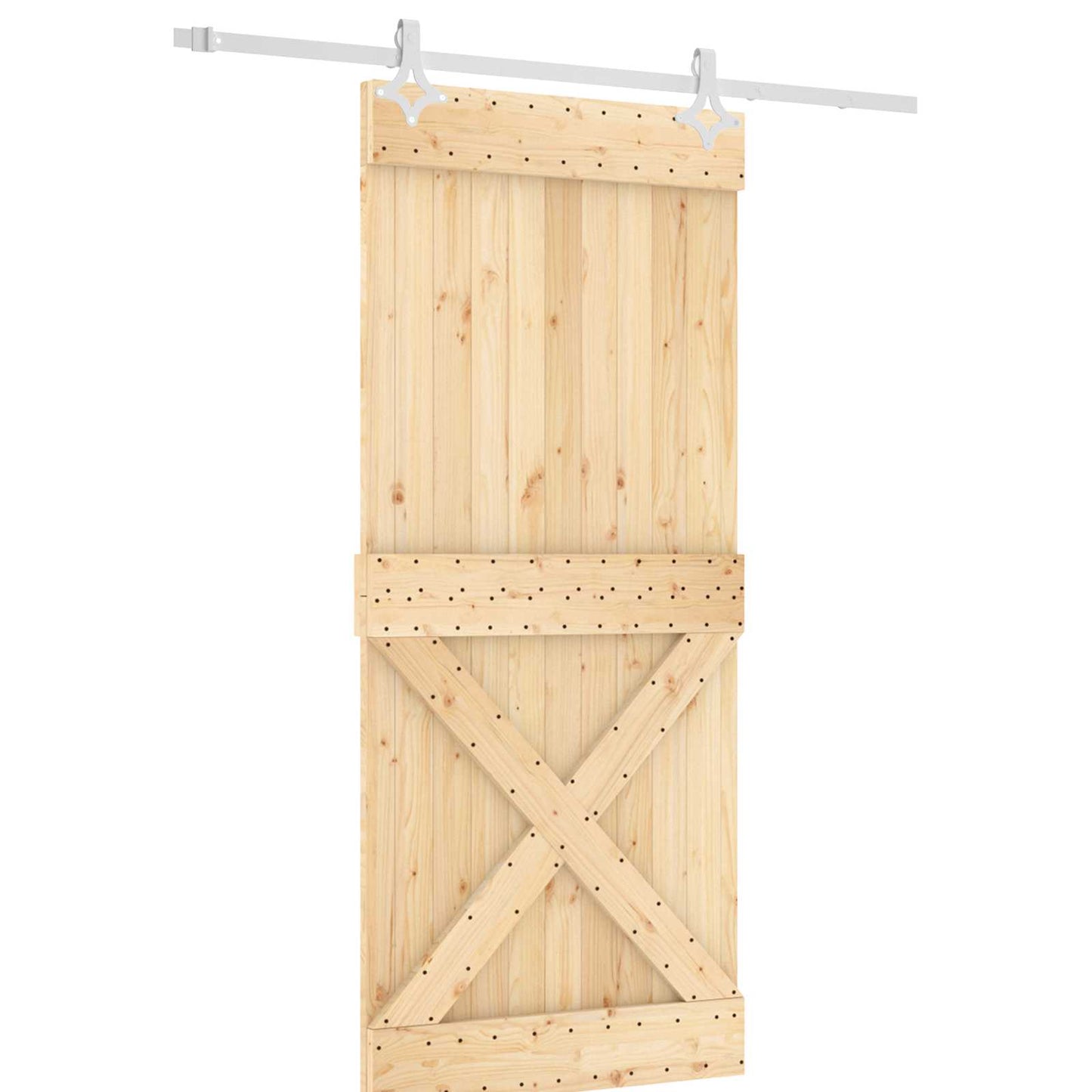 Skydedør 90 x 210 cm Massivt Fyrretræ (Ubehandlet)
