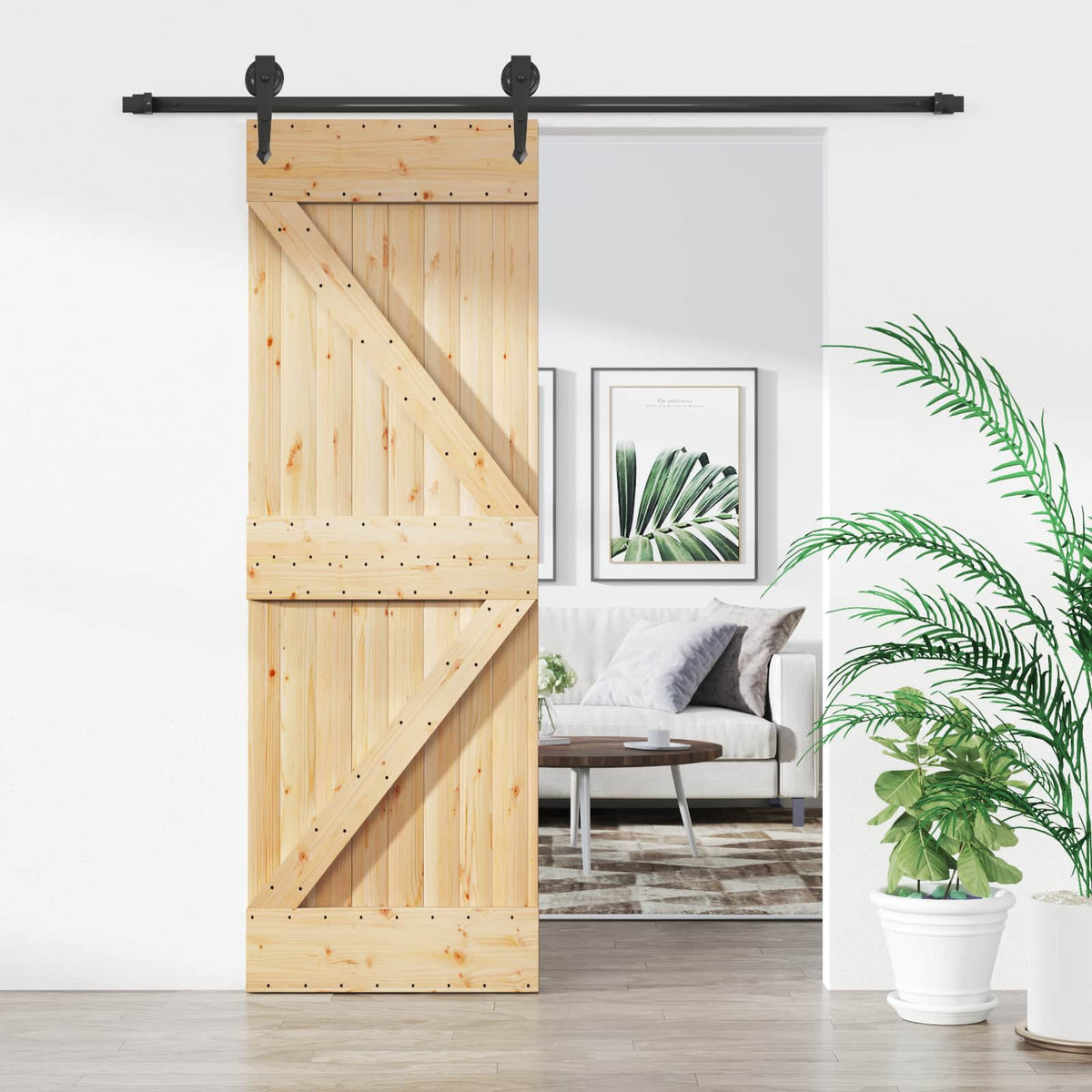 Skydedør 70 x 210 cm Massivt Fyrretræ (Ubehandlet)