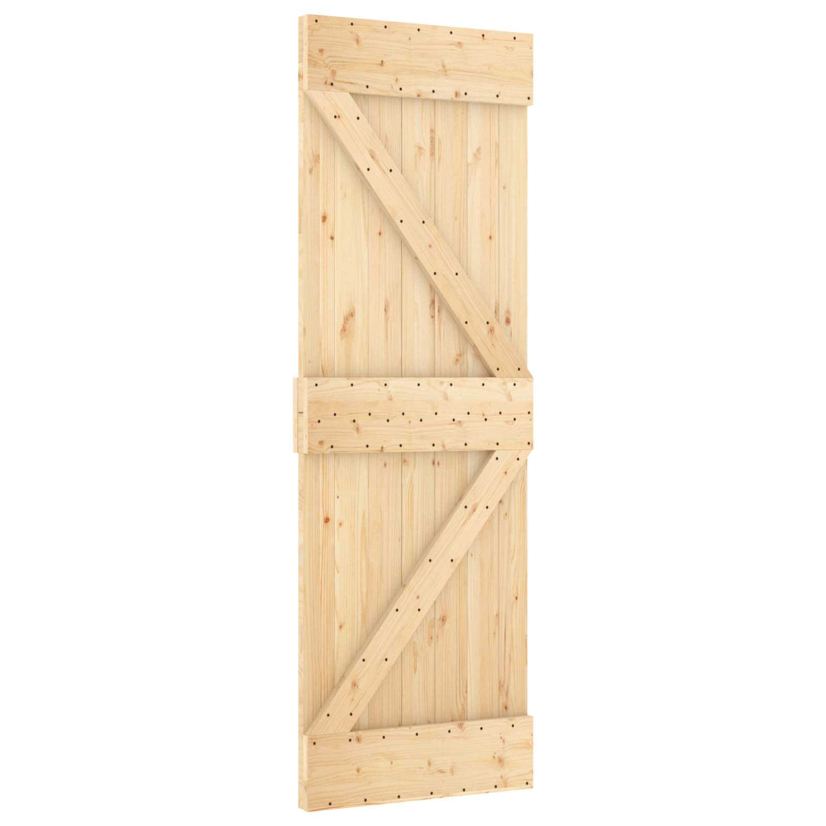 Skydedør Naturfarvet og sort 70 x 210 cm Massivt Fyrretræ