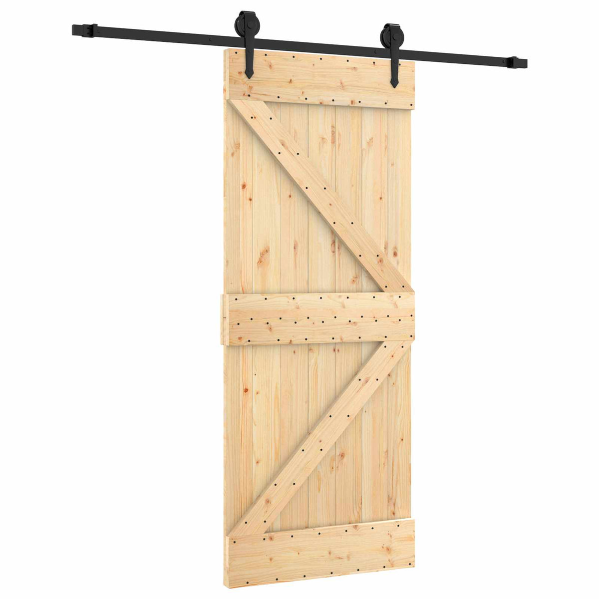 Skydedør 85 x 210 cm Massivt Fyrretræ (Ubehandlet)