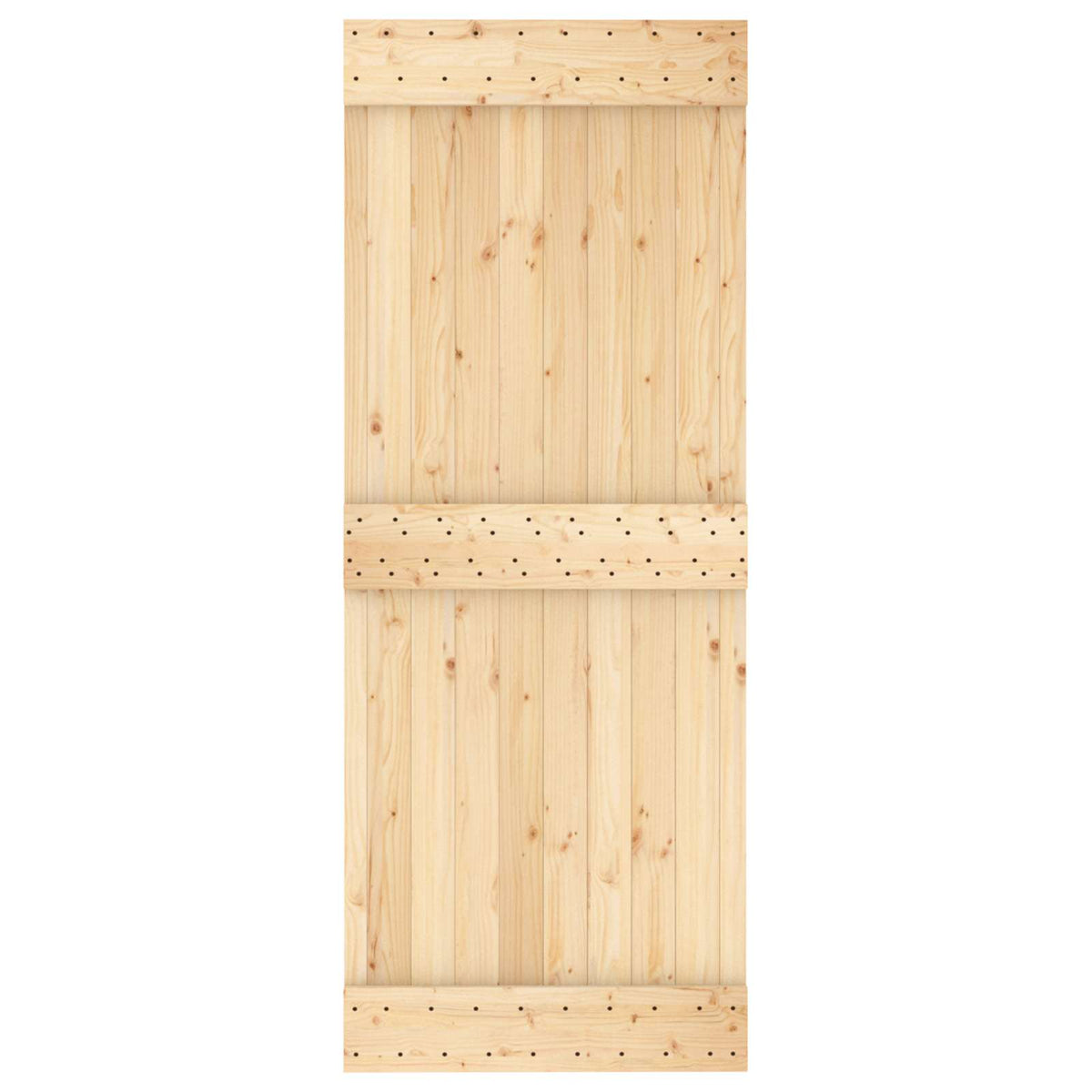 Skydedør Naturfarvet og sort 80 x 210 cm Massivt Fyrretræ