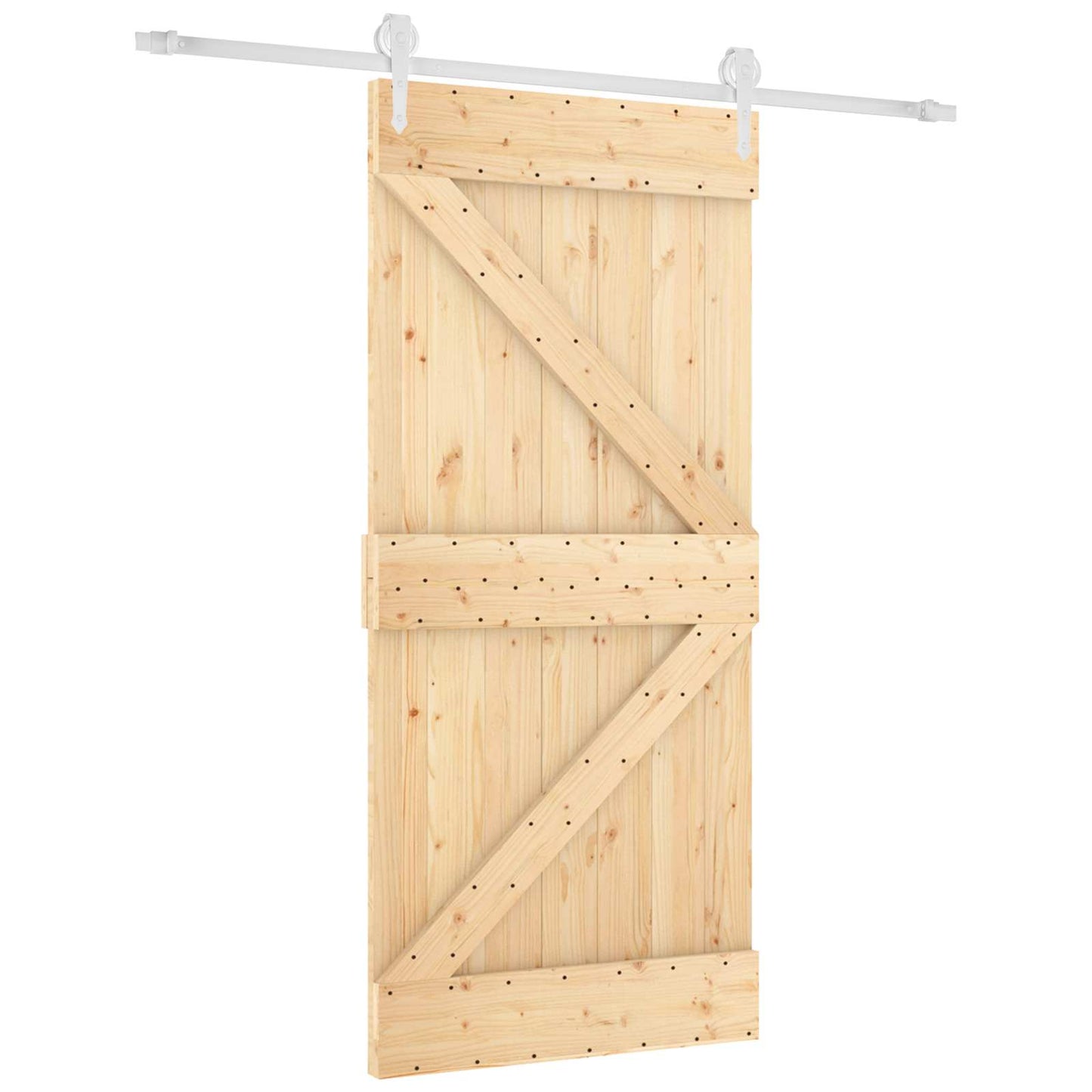 Skydedør 95 x 210 cm Massivt Fyrretræ (Ubehandlet)