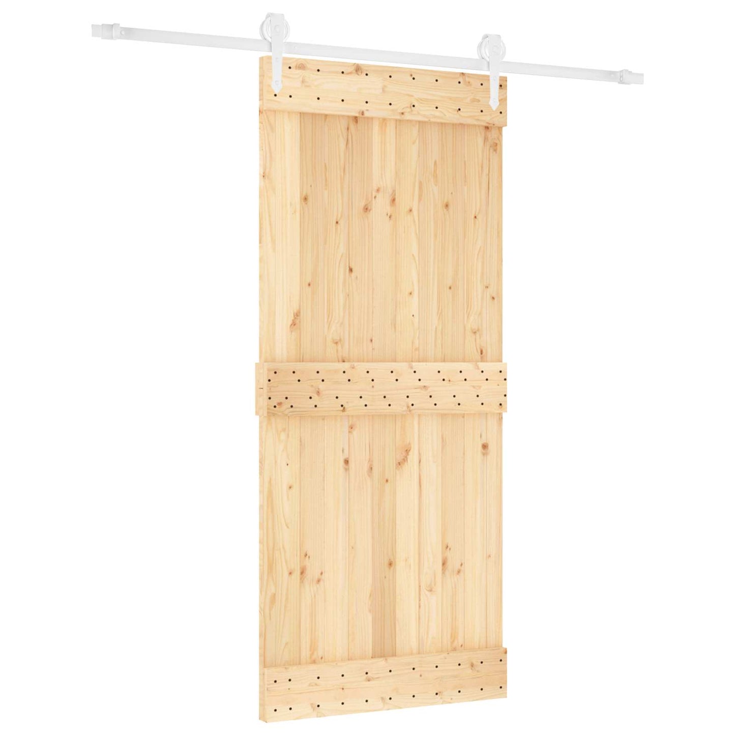 Skydedør 90 x 210 cm Massivt Fyrretræ (Ubehandlet)