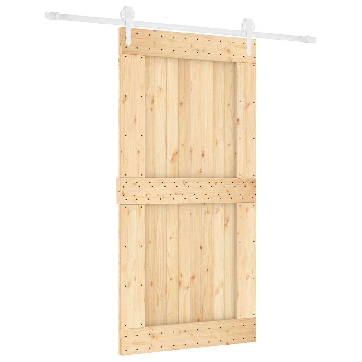 Skydedør Natur og hvid 100 x 210 cm Massivt Fyrretræ