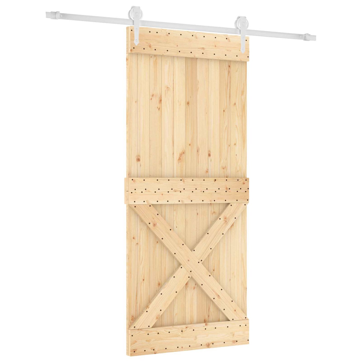 Skydedør Natur og hvid 90 x 210 cm Massivt Fyrretræ
