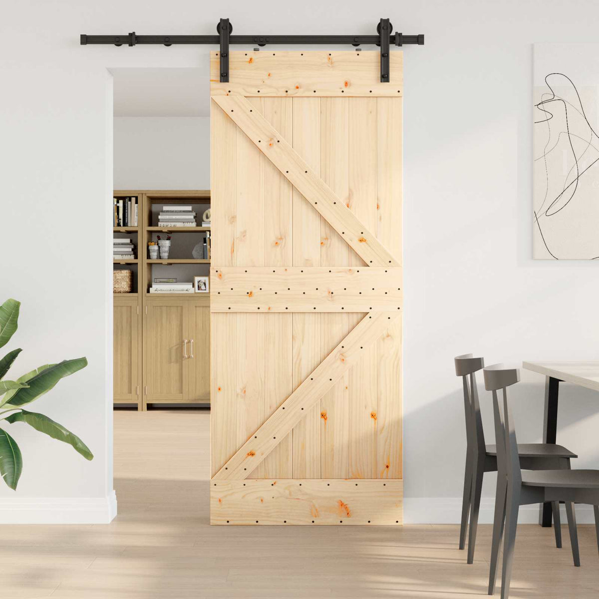 Skydedør NARVIK 85 x 210 cm (152,5 cm) Naturfarvet og sort