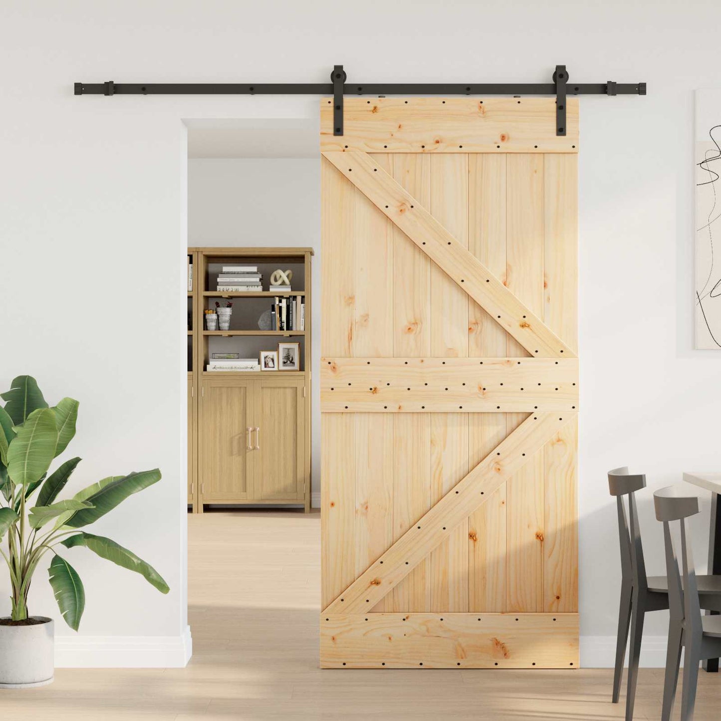 Skydedør NARVIK 90 x 210 cm (213,5 cm) Naturfarvet og sort