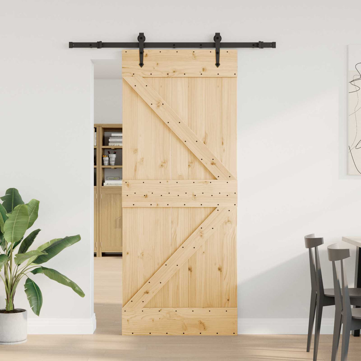Skydedør NARVIK Naturfarvet og sort 85 x 210 cm (152,5 cm)