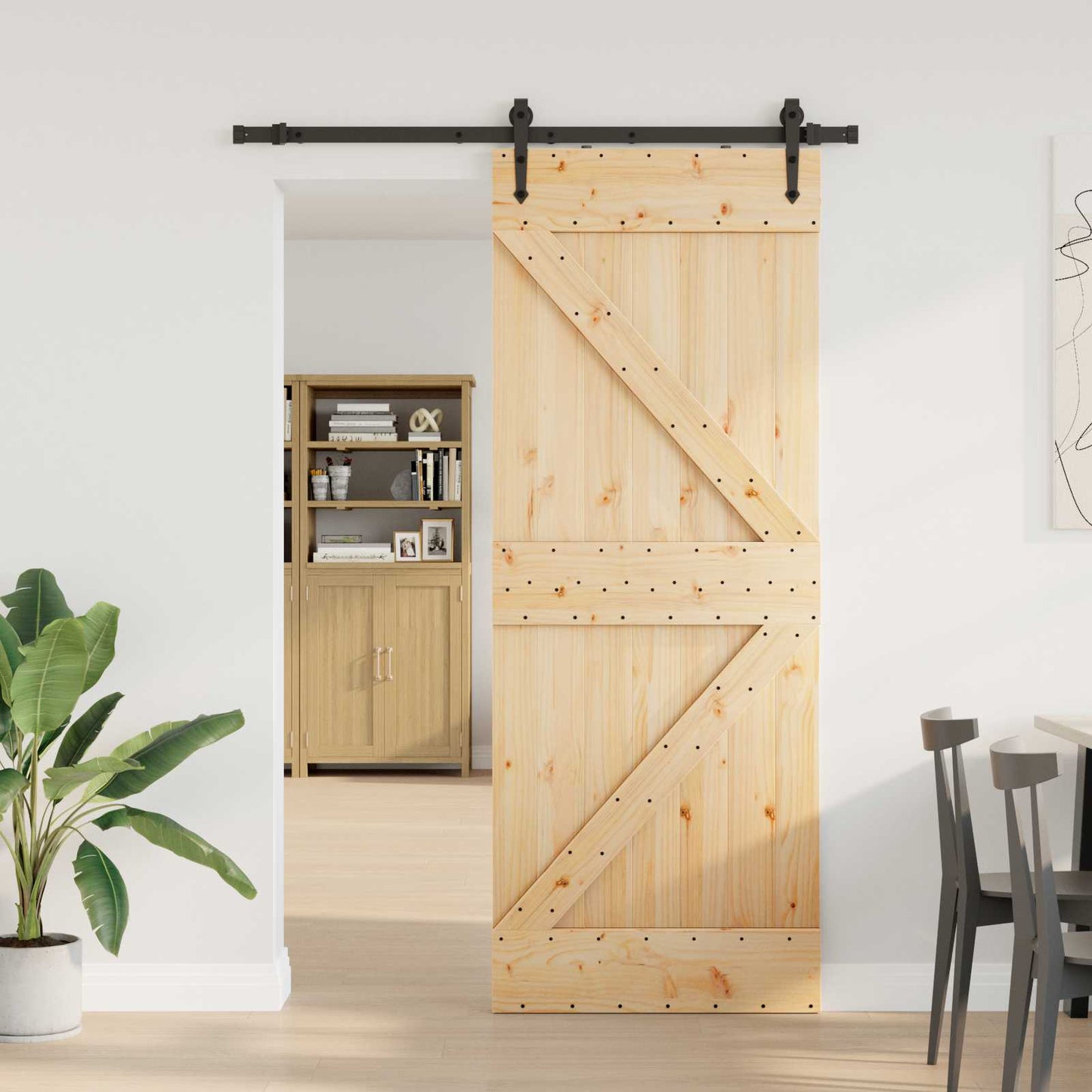 Skydedør NARVIK Naturfarvet og sort 80 x 210 cm (152,5 cm)