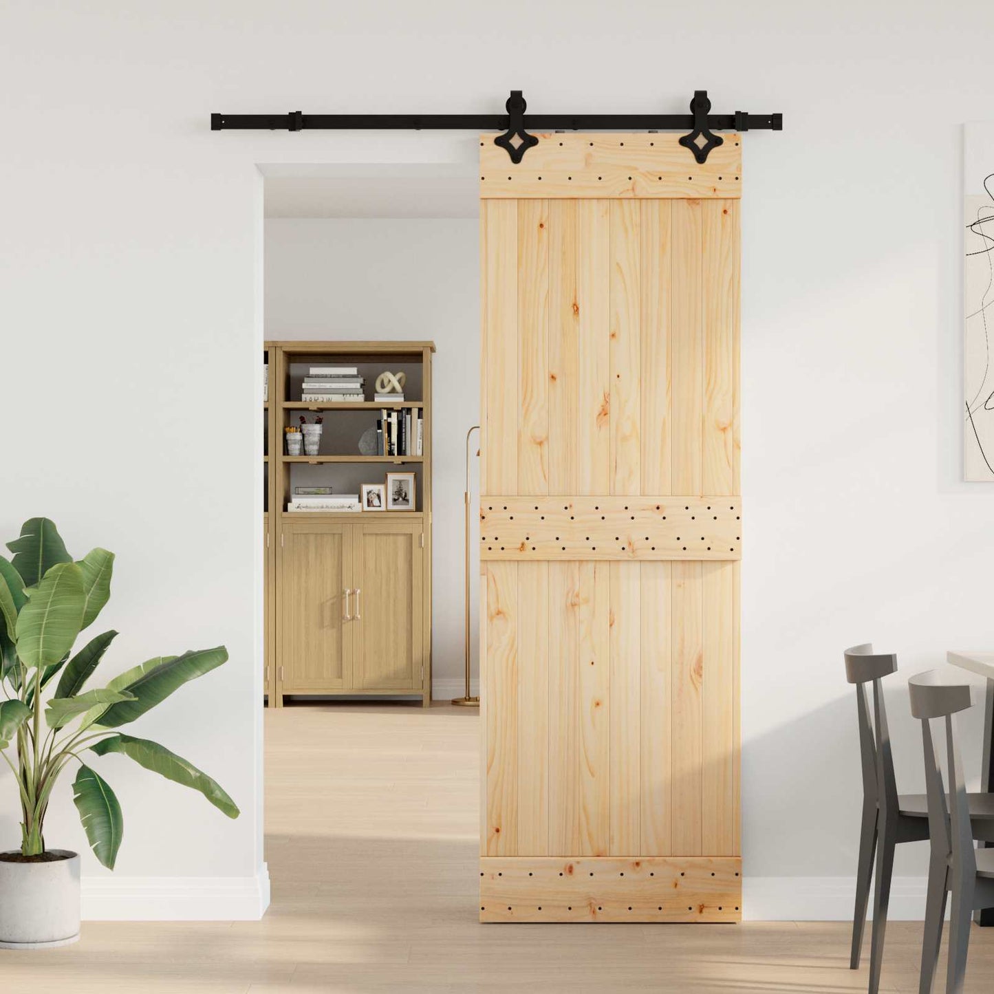 Skydedør NARVIK Naturfarvet og sort 70 x 210 cm (152,5 cm)