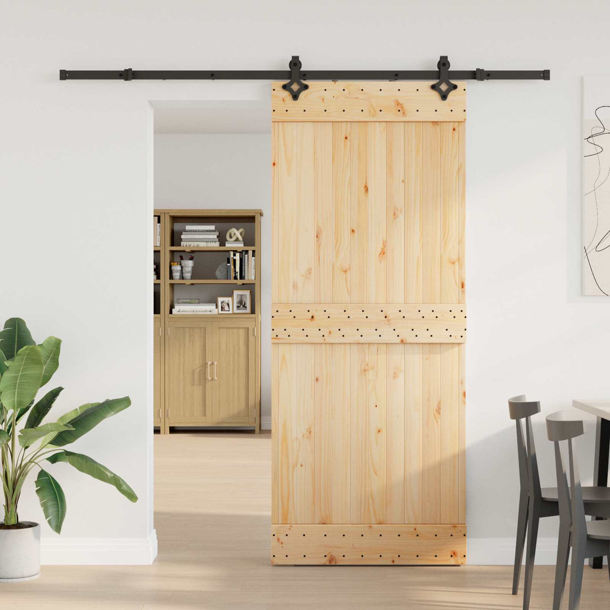 Skydedør NARVIK Naturfarvet og sort 85 x 210 cm (213,5 cm)
