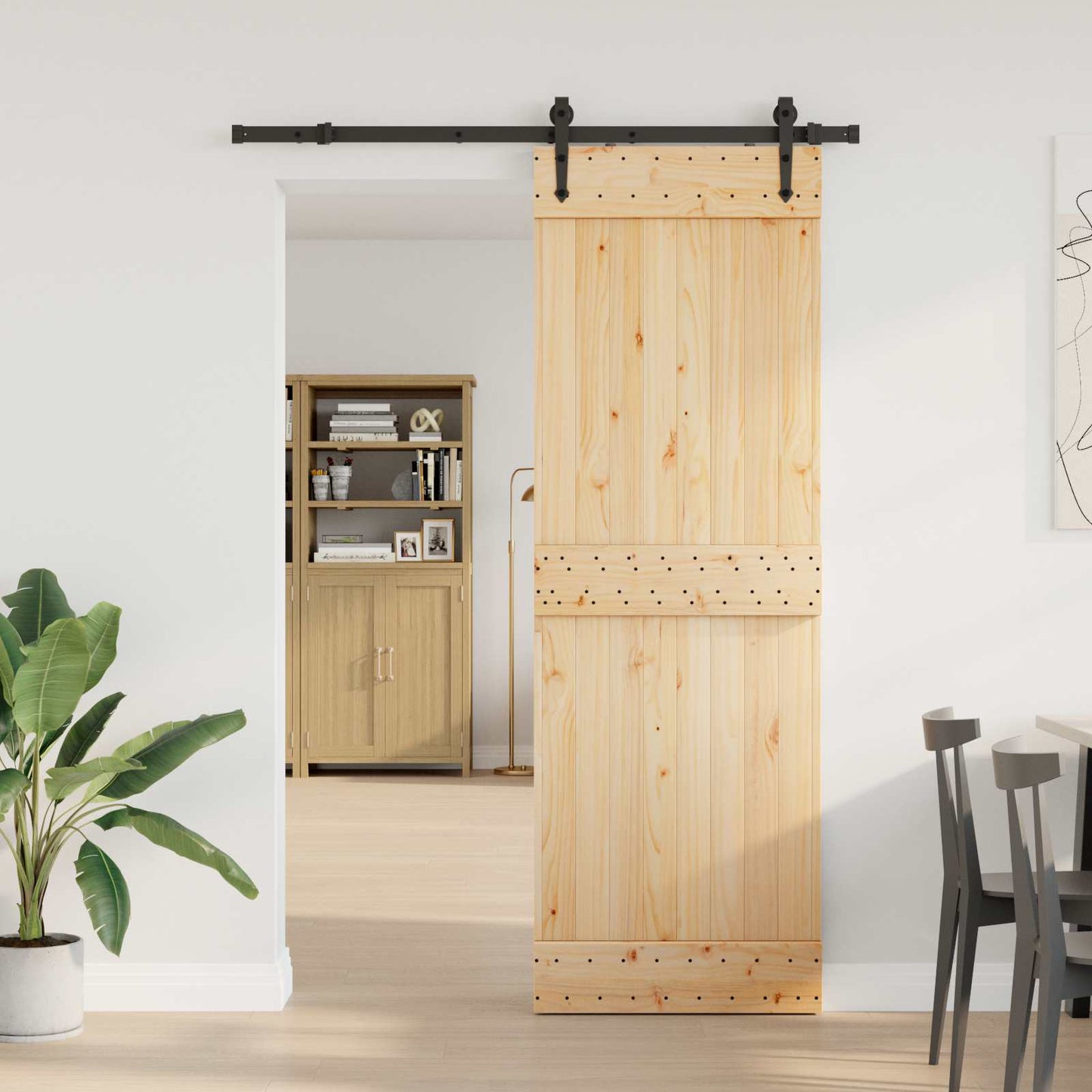 Skydedør NARVIK Naturfarvet og sort 70 x 210 cm (152,5 cm)