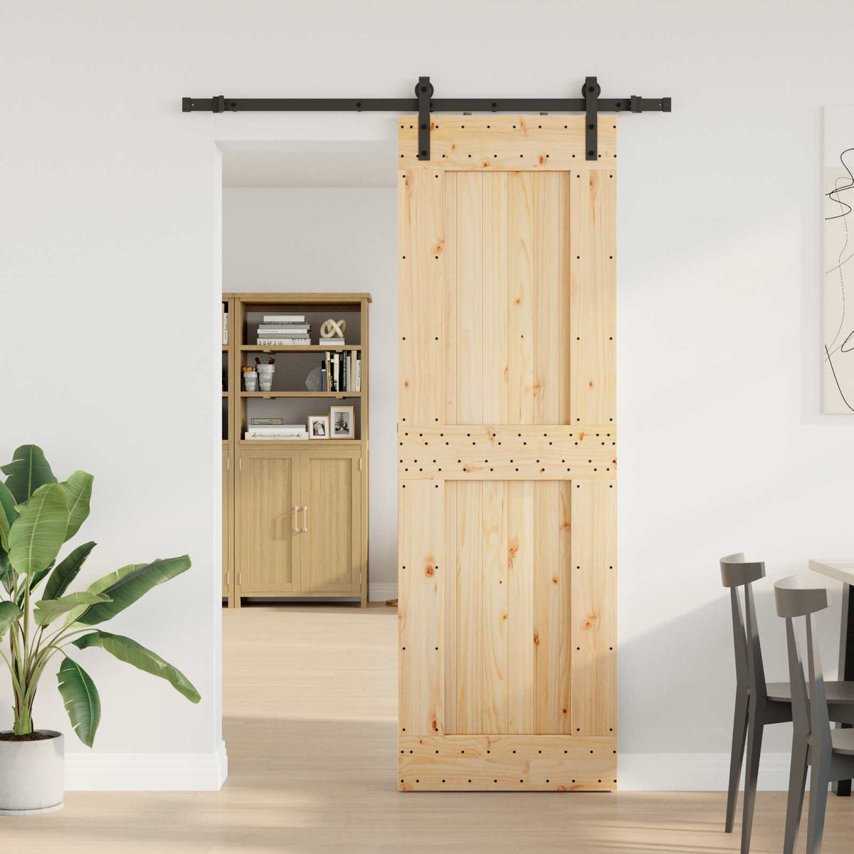 Skydedør NARVIK 70 x 210 cm (152,5 cm) Naturfarvet og sort